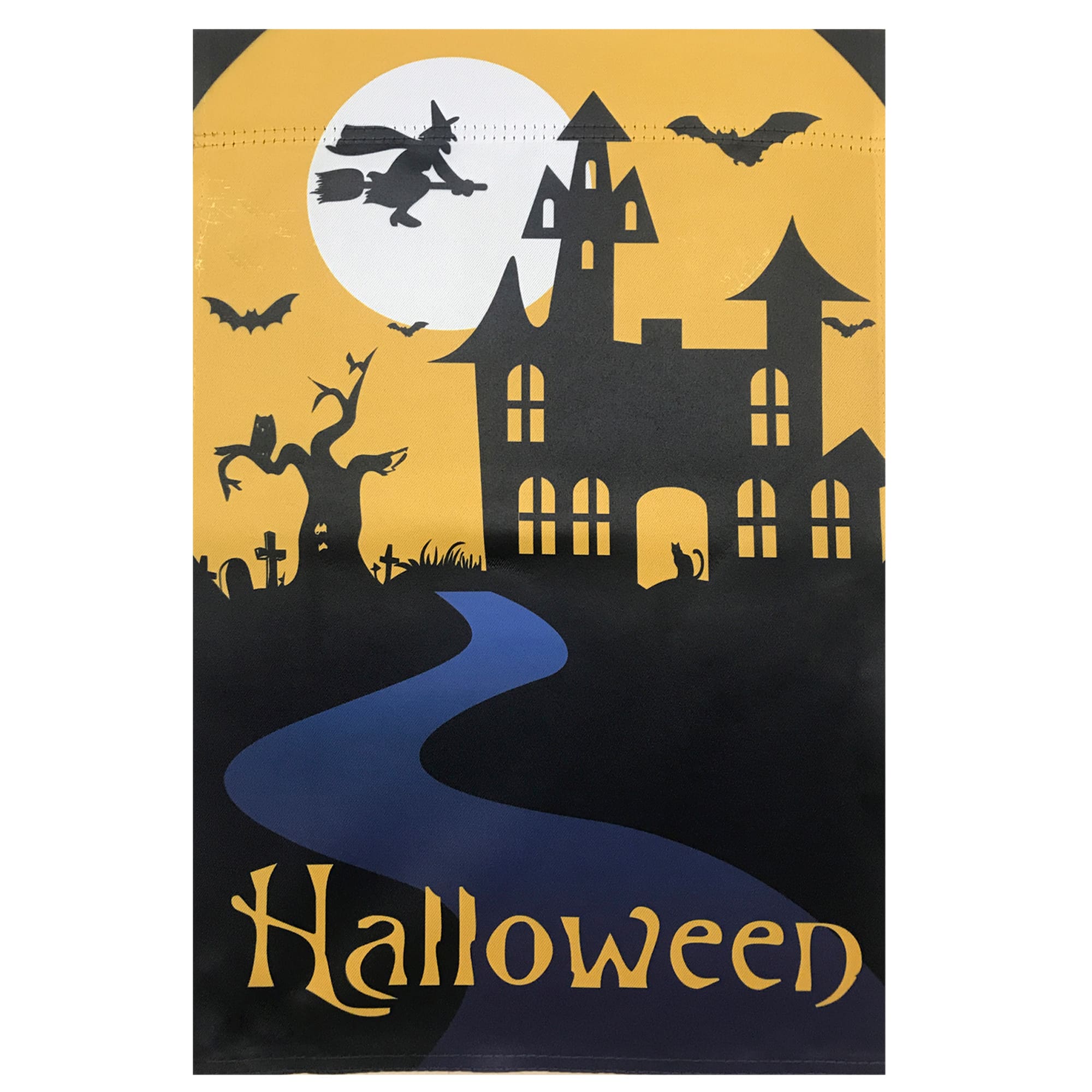Spooky House Halloween Outdoor Garden Flag with Bats &#x26; Witch, 20&#x22; x 48&#x22;