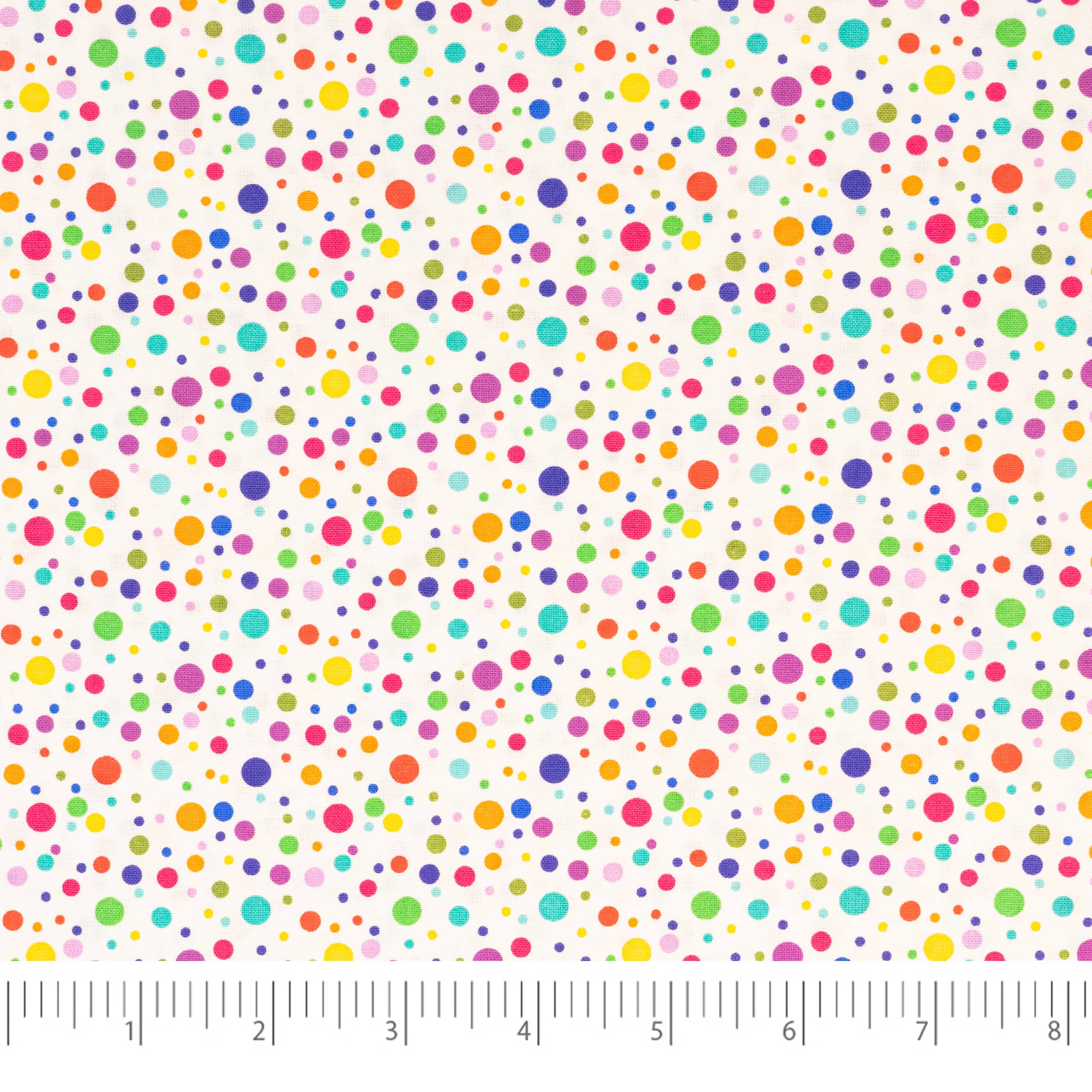 SINGER Rainbow Dots on White Cotton Fabric