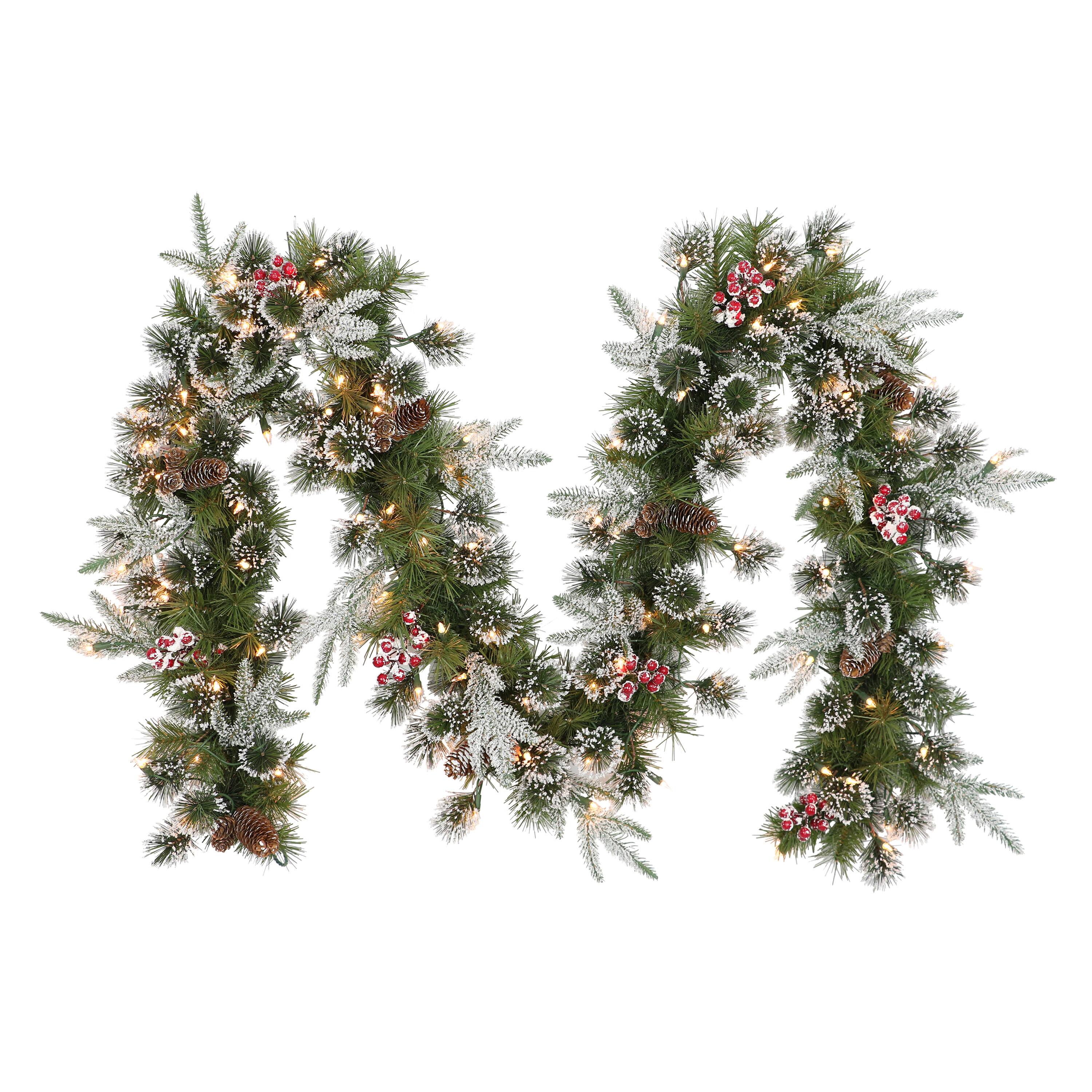 9ft. Pre-Lit Pinecones & Red Berries Garland