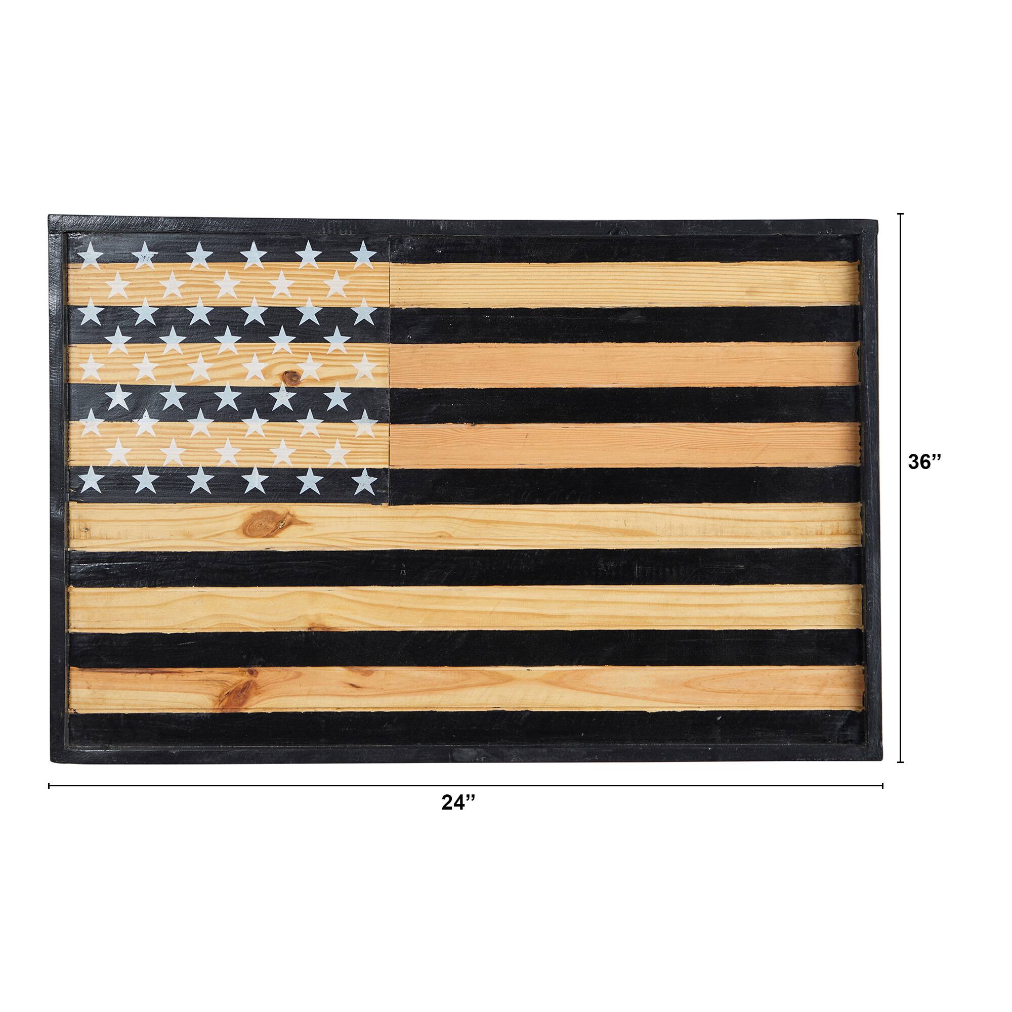 36" Dark Wood American Flag Wall Décor