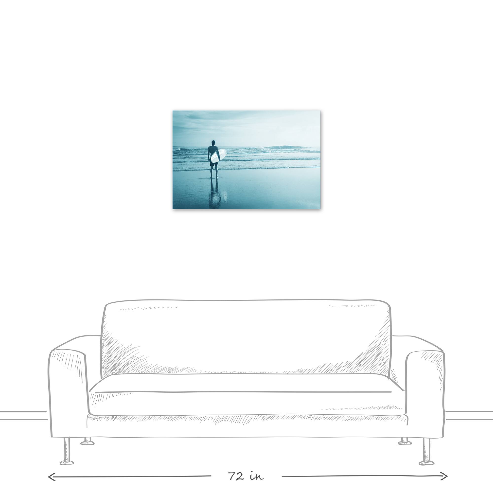 Monochrome Surfer Canvas Wall Art