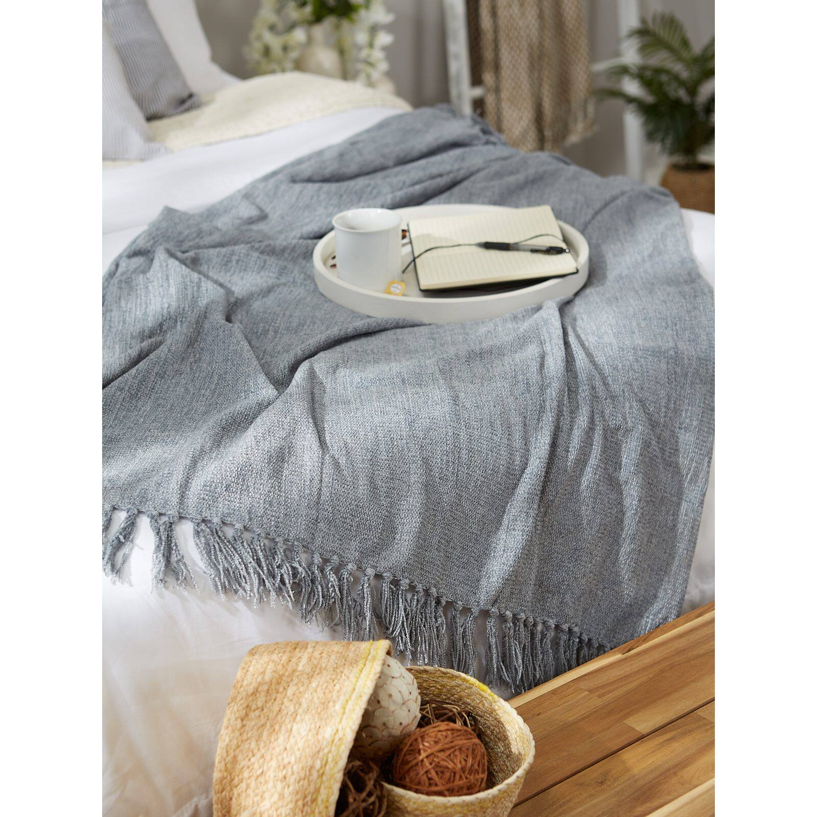 DII&#xAE; Soft Denim Blue Chenille Throw