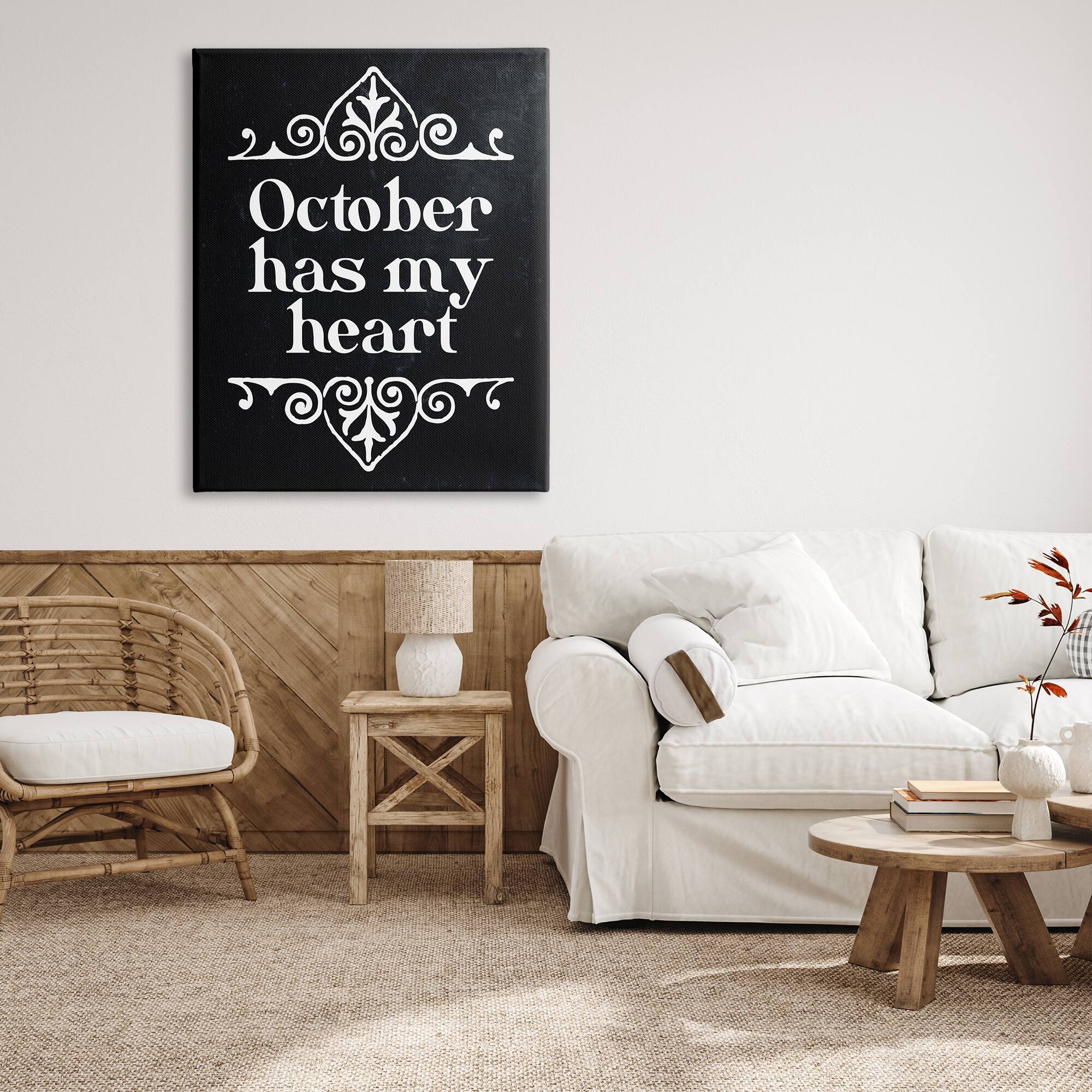 Stupell Industries Black October Has My Heart Canvas Wall Art