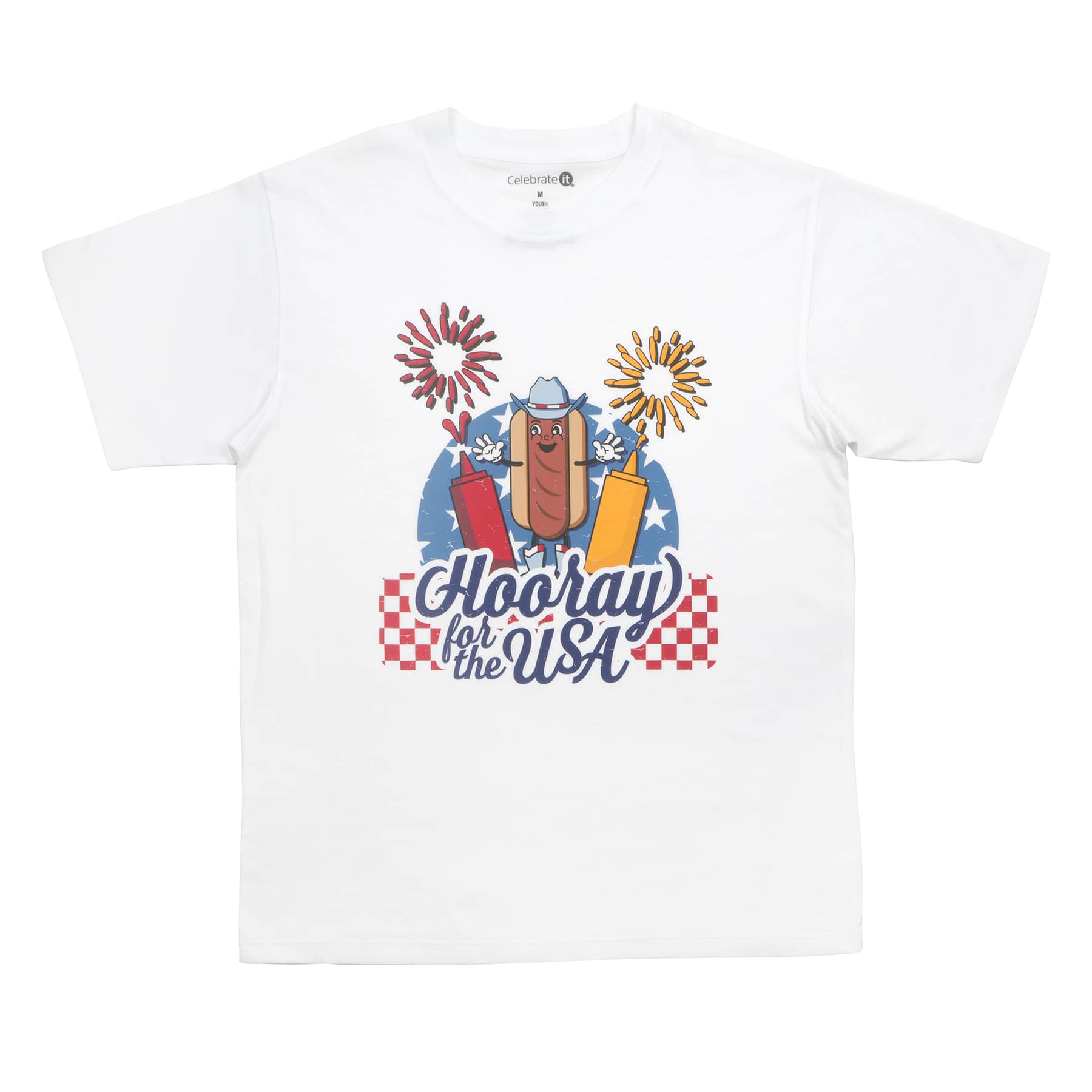 Hooray for the USA Hot Dog Youth Crew Neck T-Shirt by Celebrate It&#x2122;