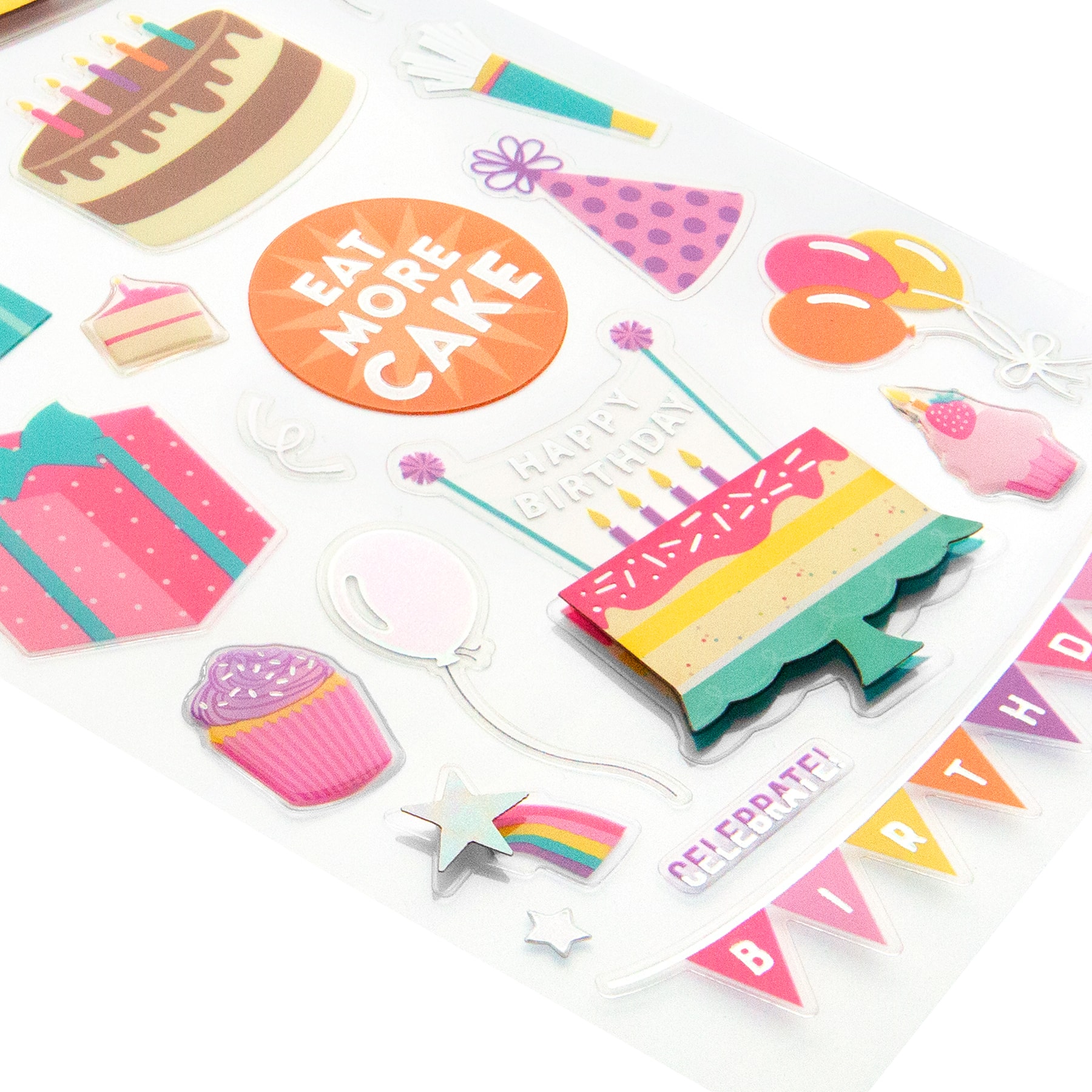 12 Pack: Bright Birthday Dimensional Stickers by Recollections&#x2122;