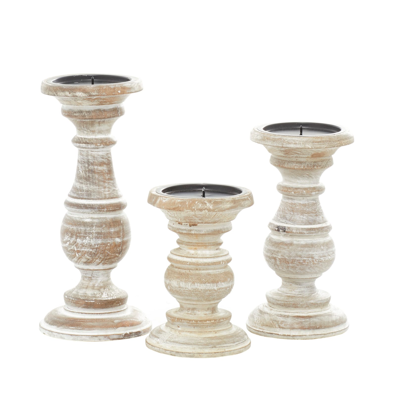 Mango Wood Traditional Candle Holder Set