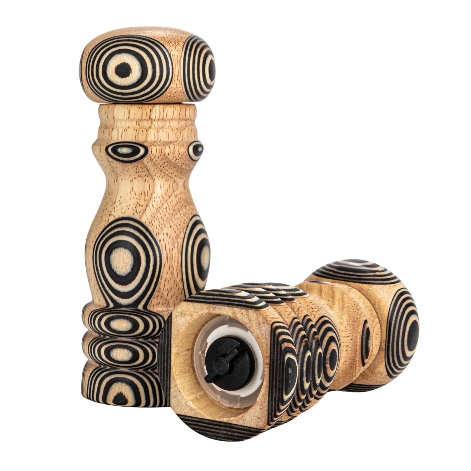 Hello Honey® Natural & Black Inlaid Circles Wood Salt & Pepper Mills Set
