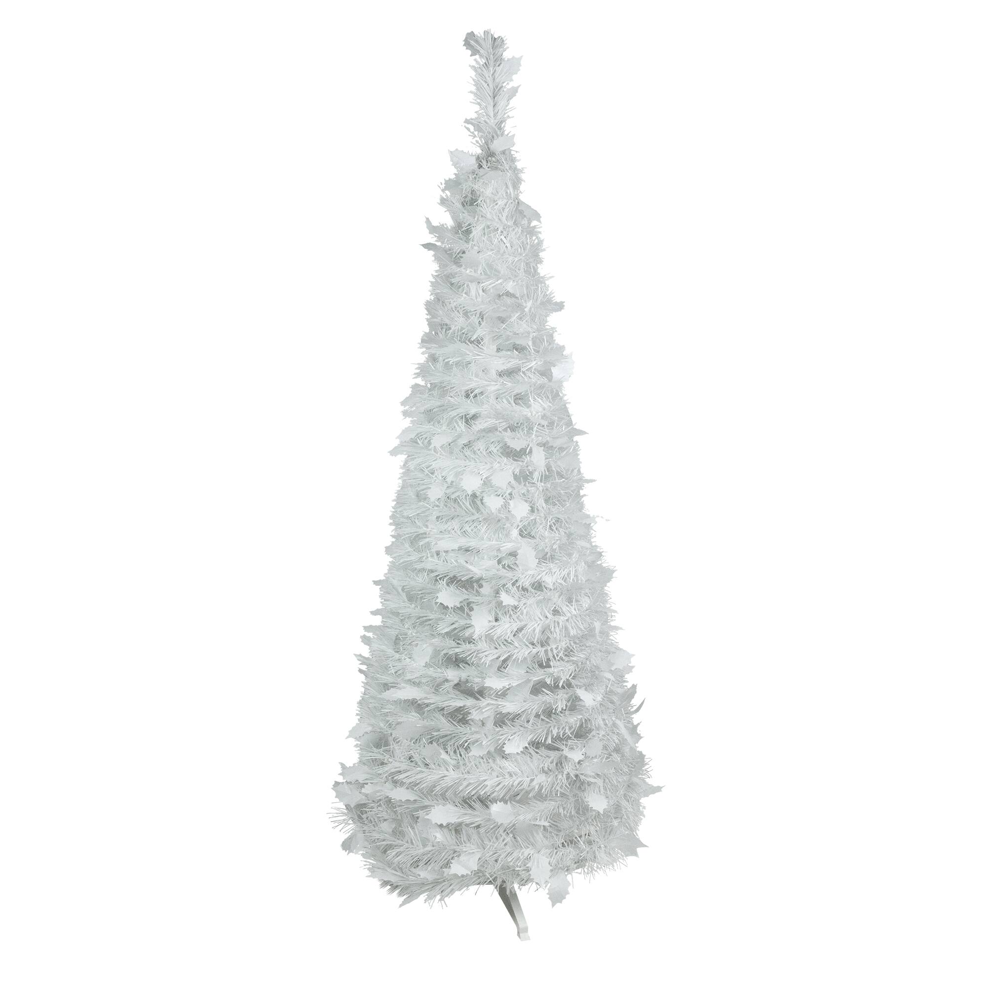 4ft. Unlit White Tinsel Pop-Up Artificial Christmas Tree
