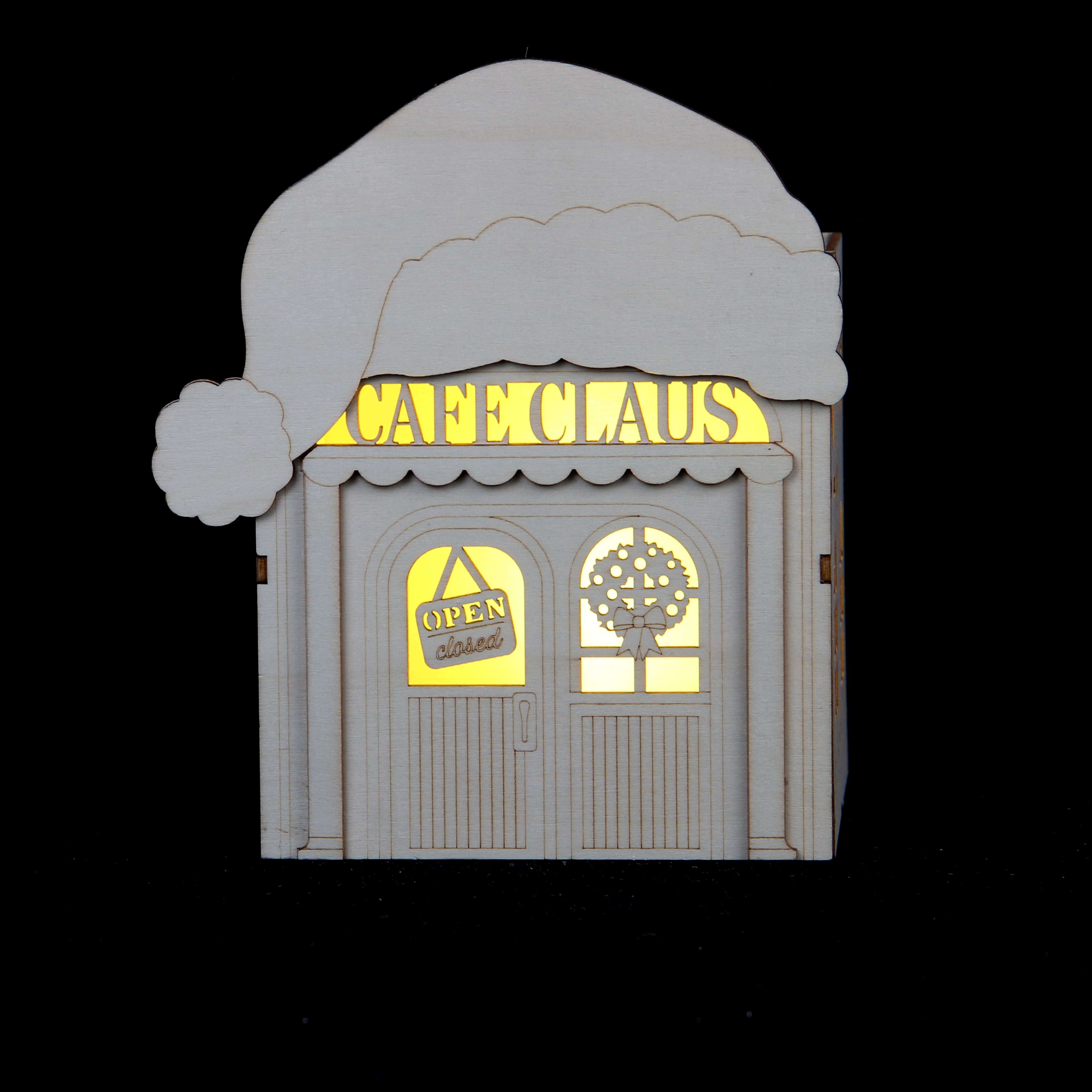 7&#x22; Unfinished Caf&#xE9; Claus DIY LED Wood D&#xE9;cor by Make Market&#xAE;