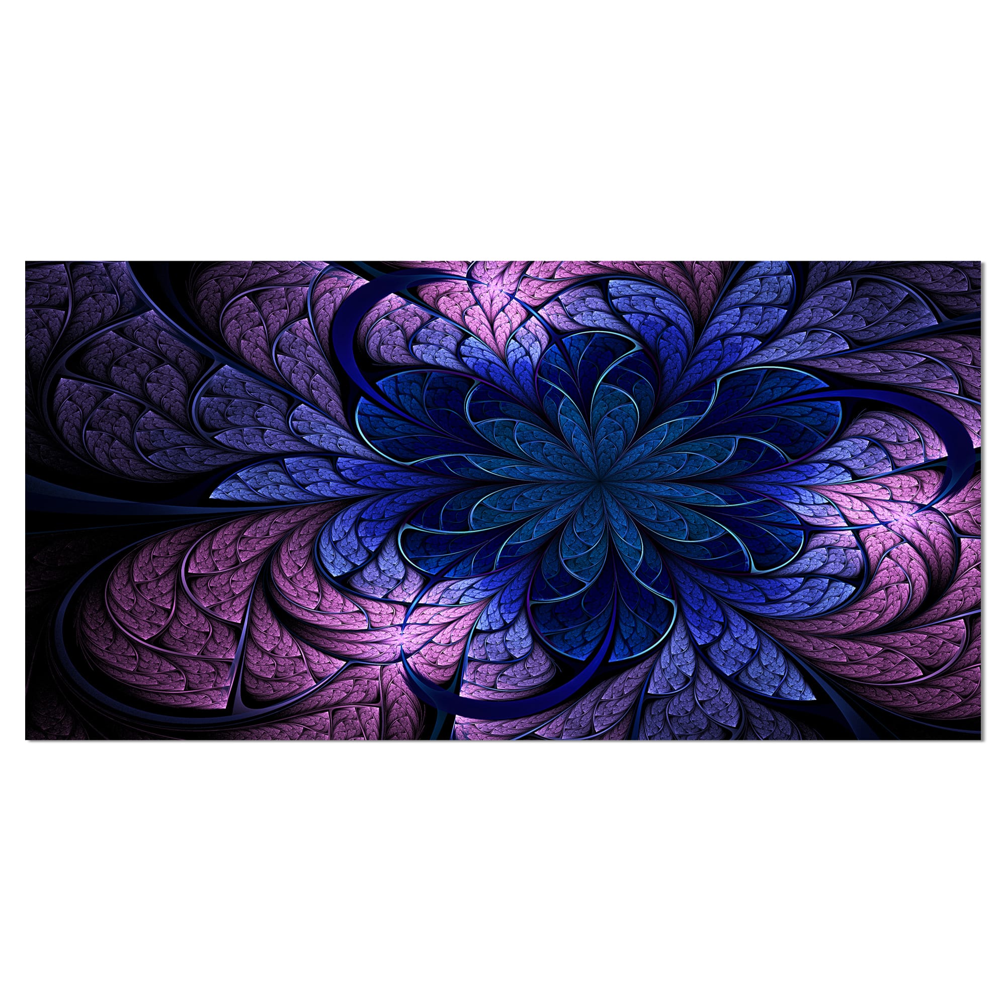 Designart - Blue Purple Digital Art Fractal Flower - Floral Canvas Art Print