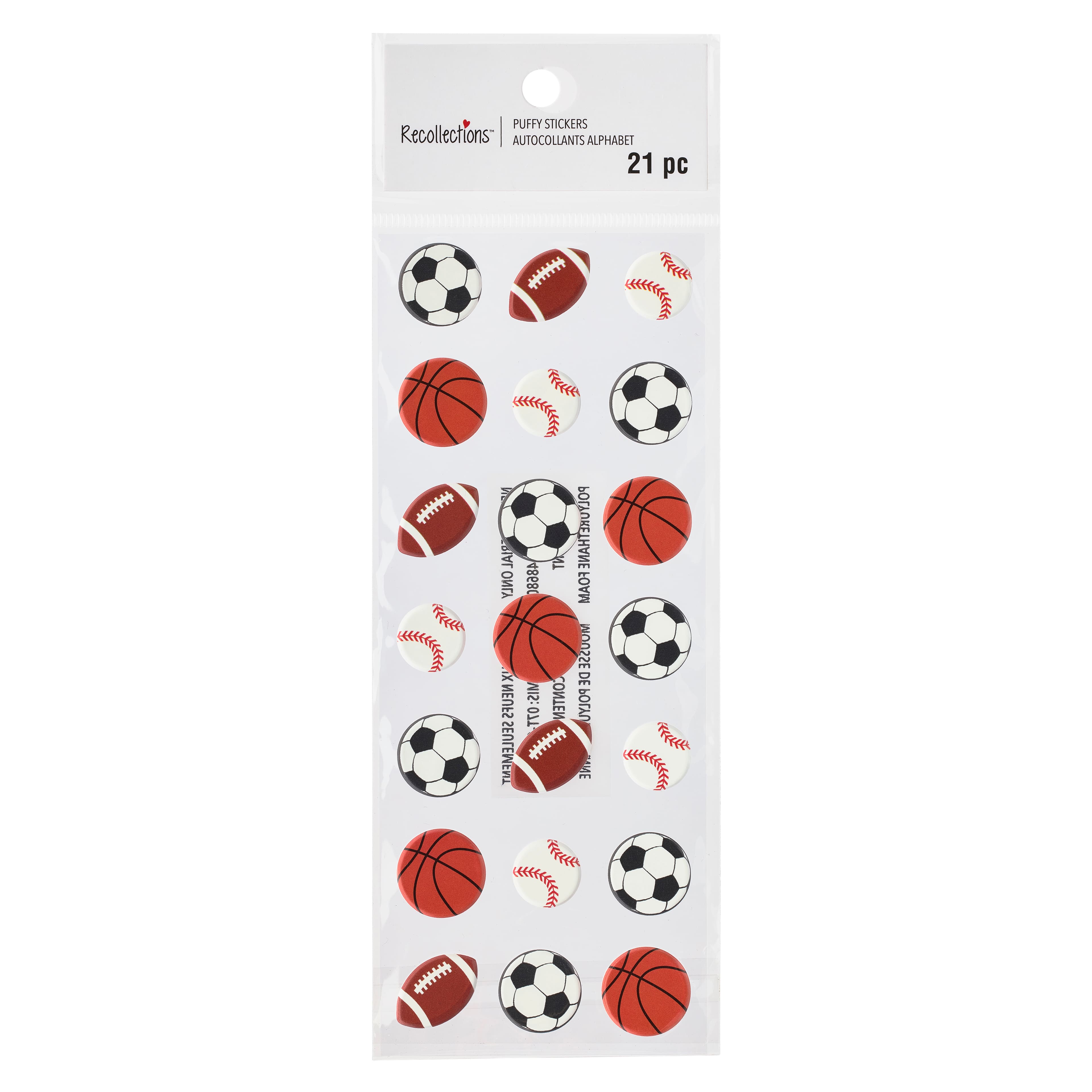 Sports Ball Puffy Stickers by Recollections&#x2122; Signature&#x2122;