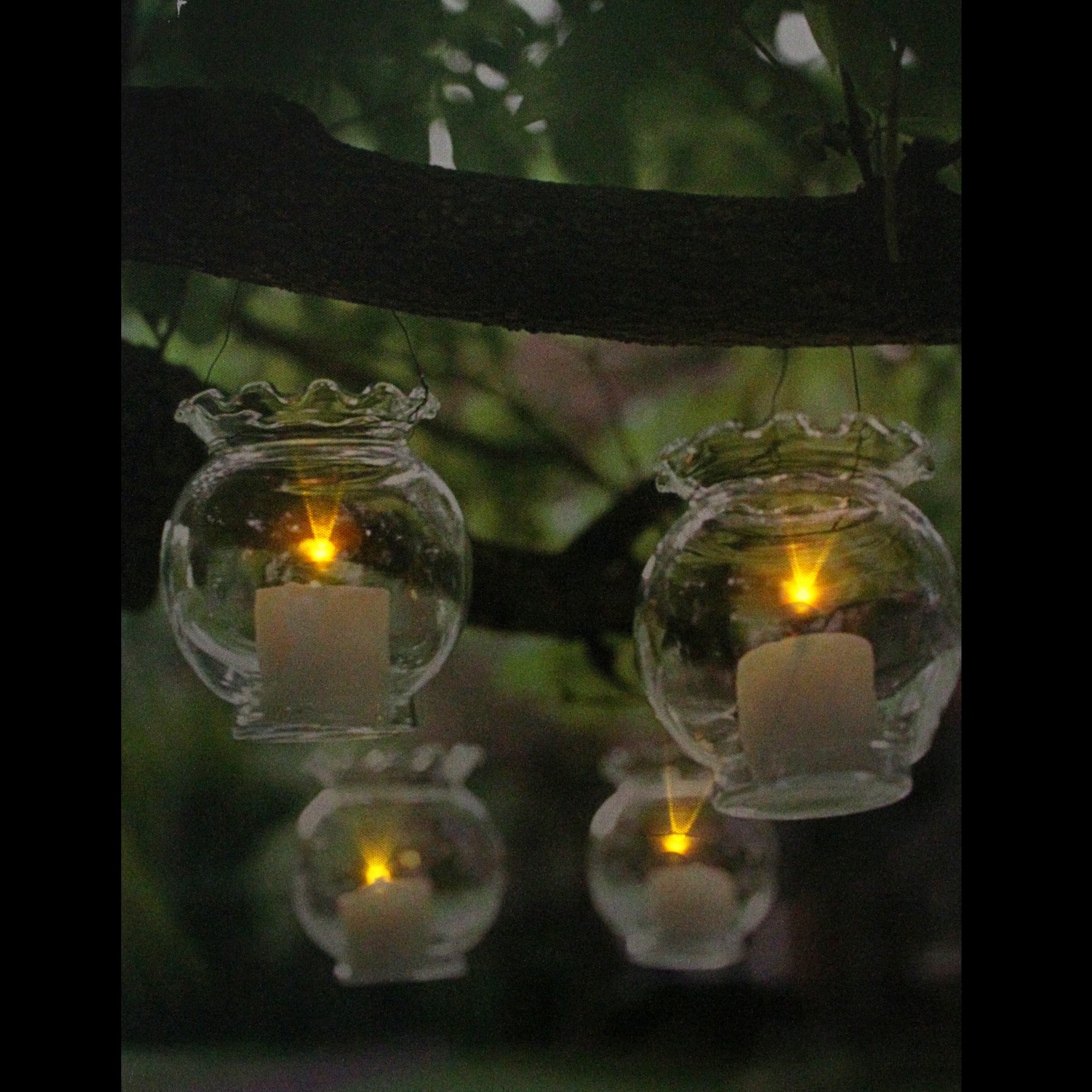 LED Flickering Garden Party Hanging Glass Candles Canvas Wall Art