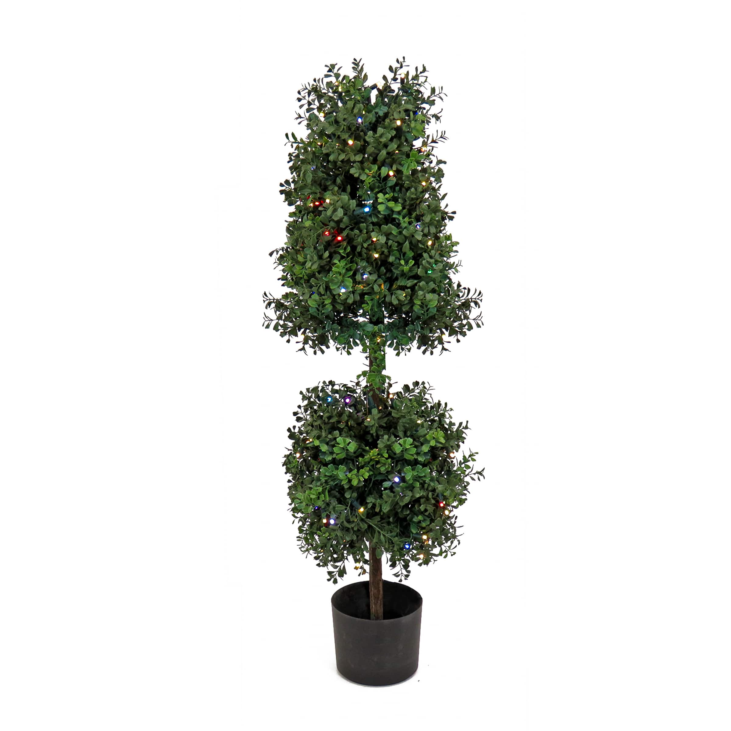 4ft. Boxwood Cone & Ball Topiary with Multi-Function LED Lights