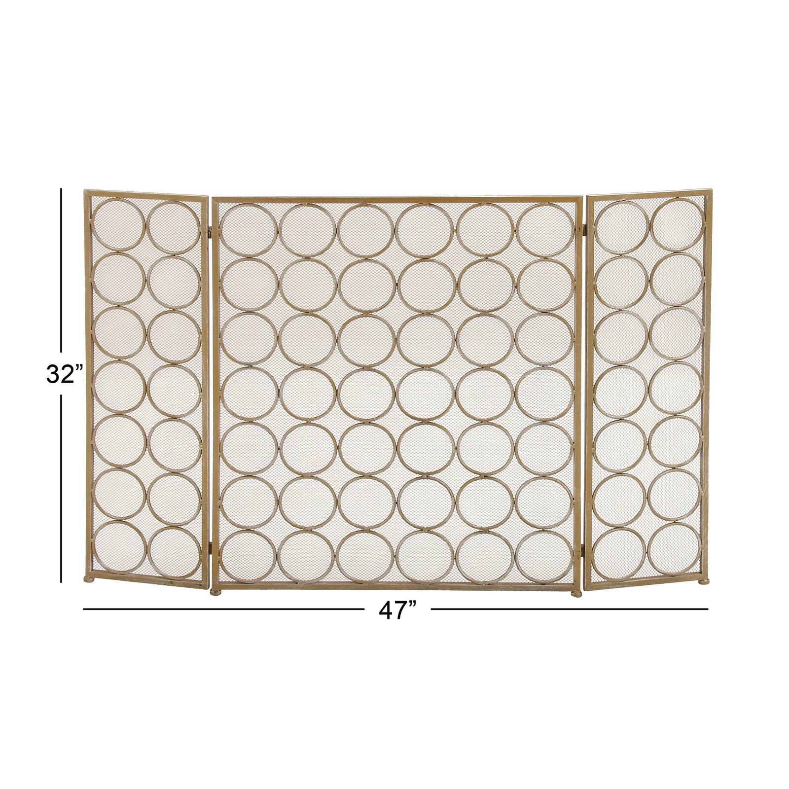Brass Metal Modern Fireplace Screen, 32" x 47" x 1"