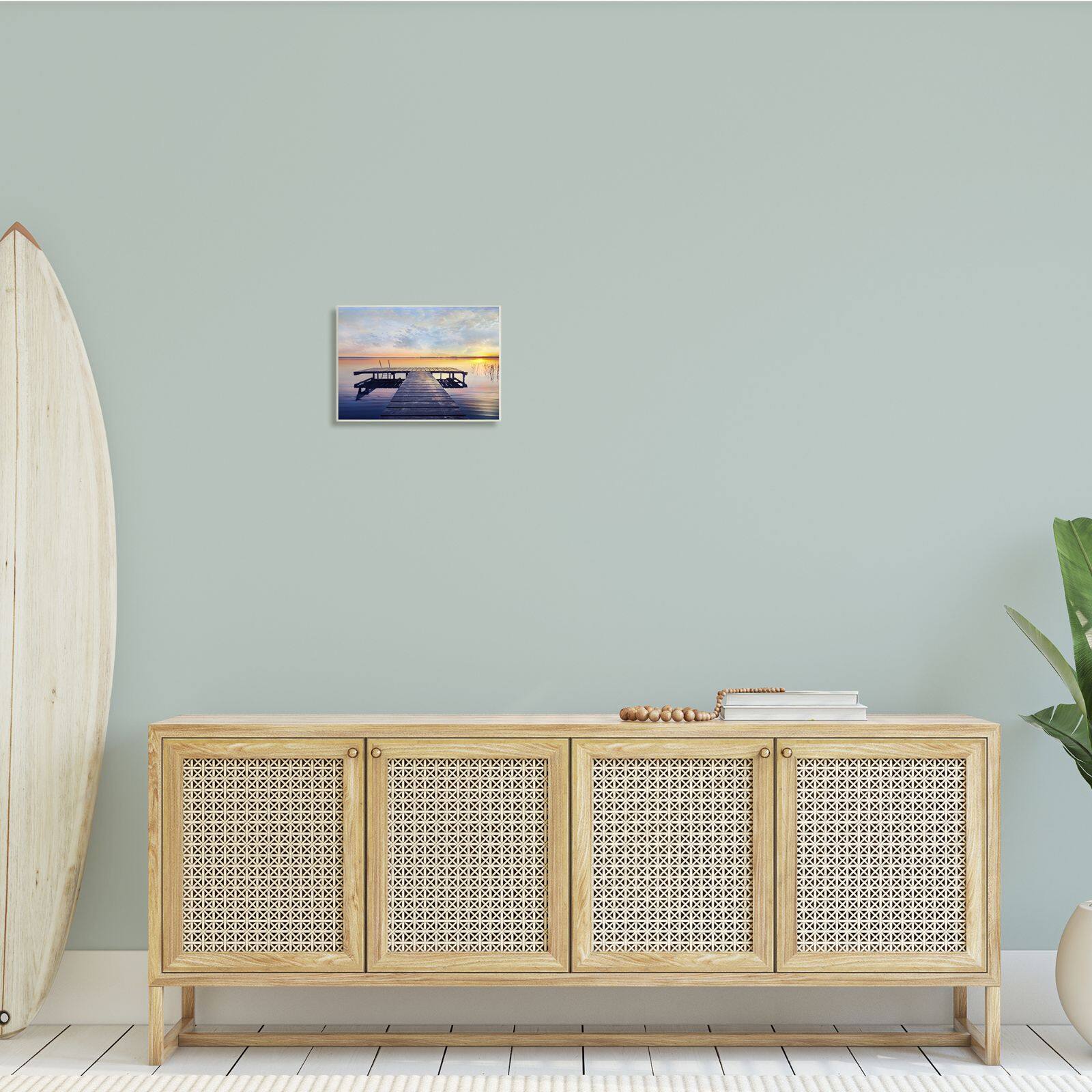 Stupell Industries Tranquil Lake Dock Sunset Nautical Summer Sanctuary Wall Plaque