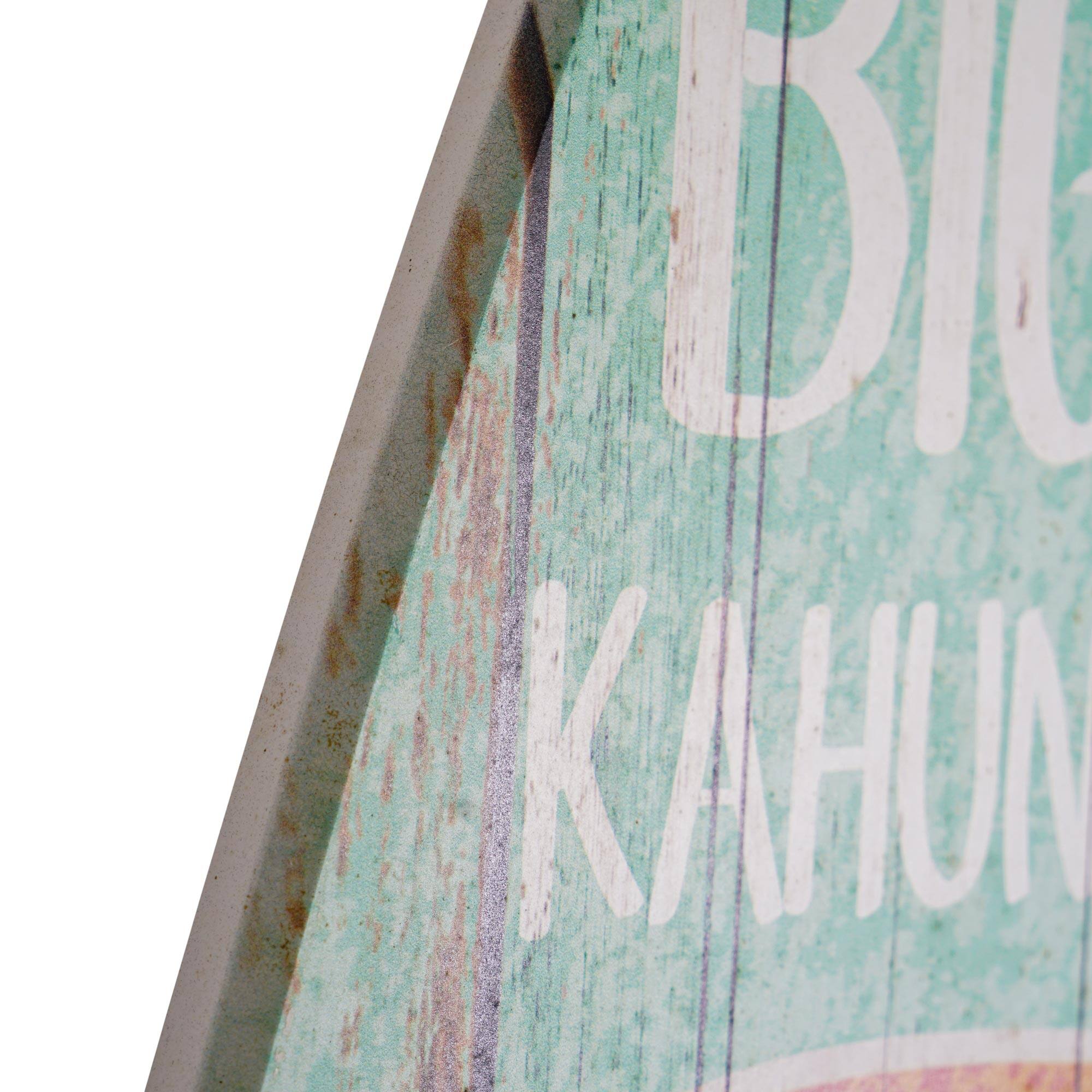 Big Kahuna Surf Club Shark Bite Wood Surfboard Plaque Wall Sign - 60&#x22;x15&#x22;