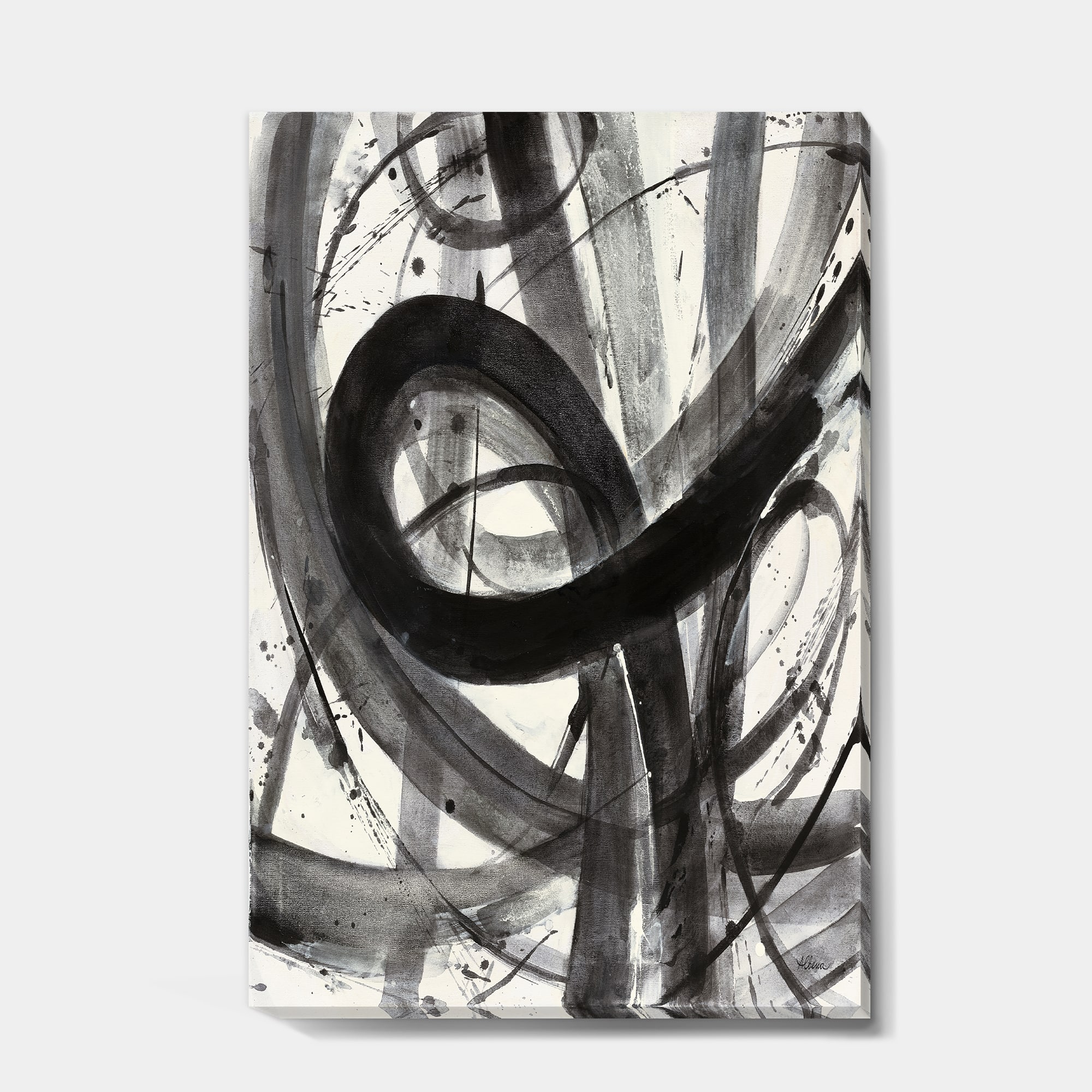 Designart - Black and White Minimalistic Painting - Modern & Transitional Premium Canvas Wall Art