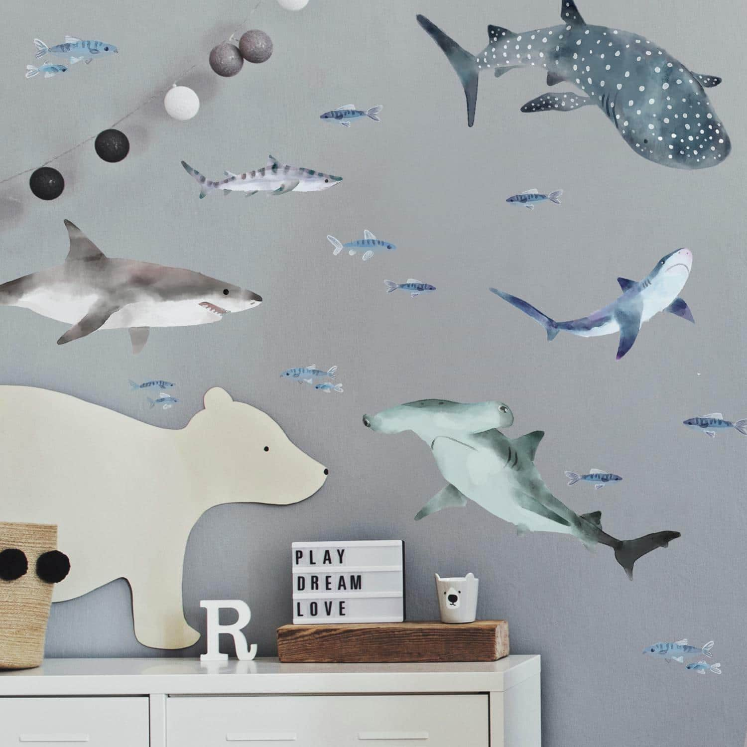 RoomMates Sharks Peel &#x26; Stick Wall Decals