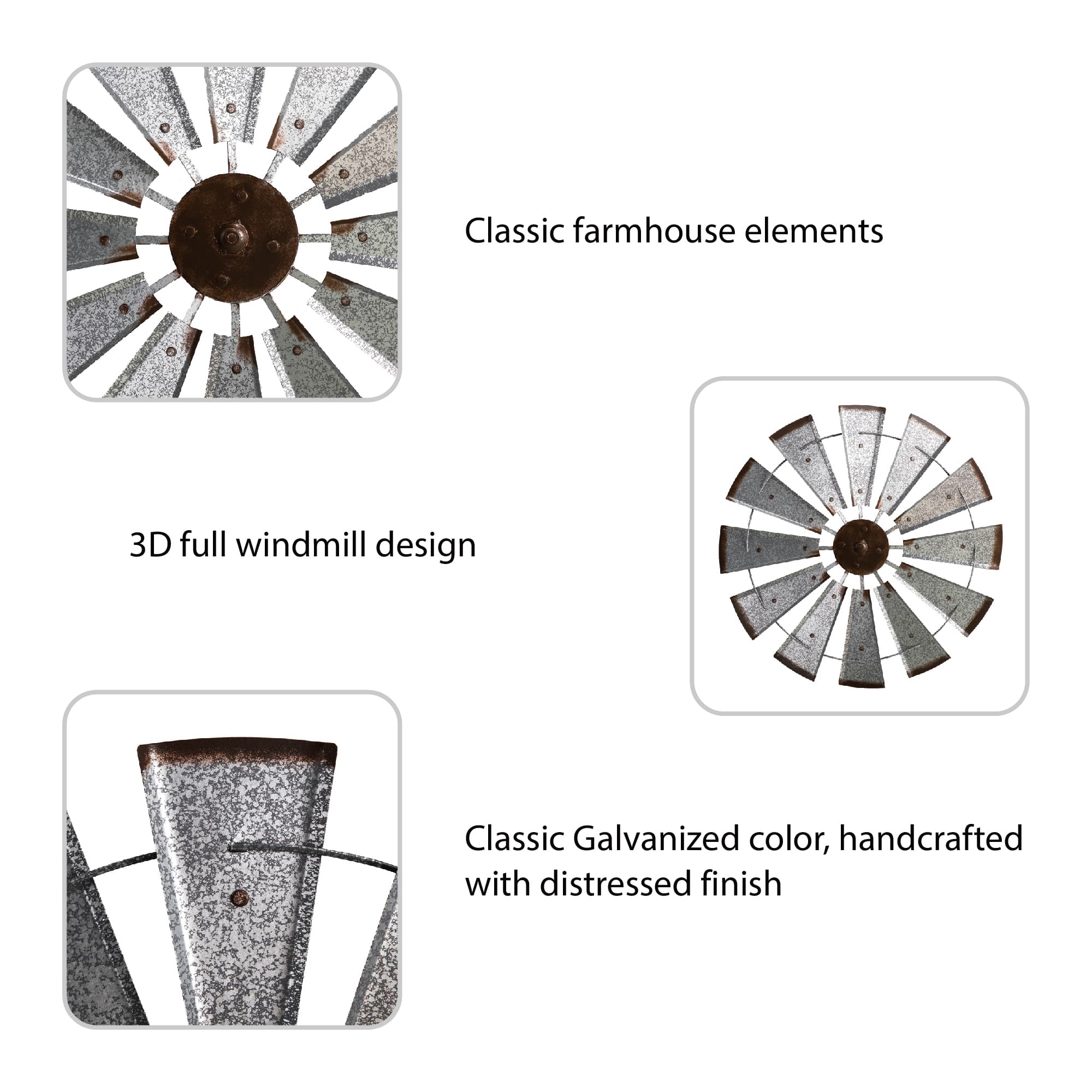 Glitzhome&#xAE; 28.5&#x22; Galvanized Metal Wind Spinner Wall D&#xE9;cor