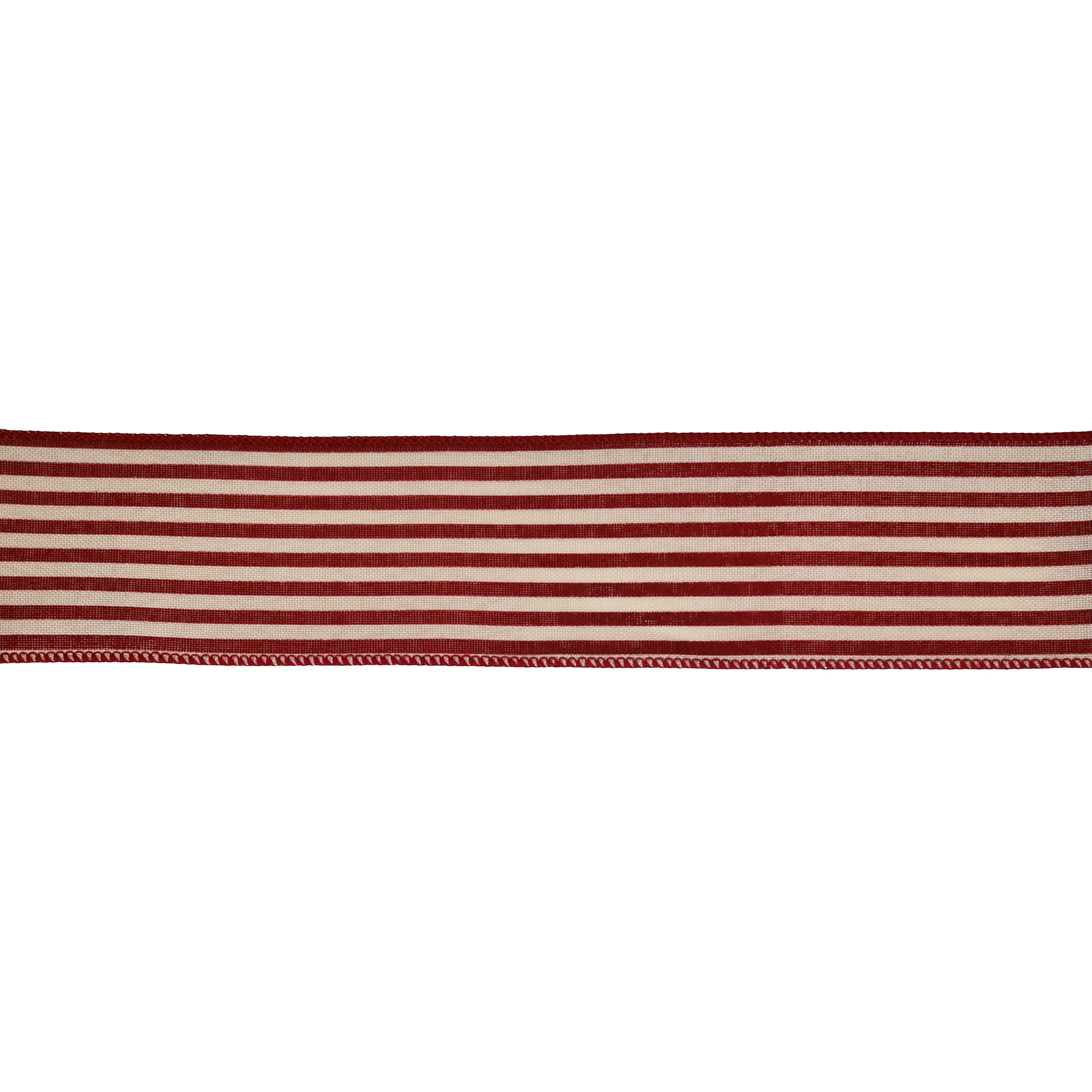 2.5&#x22; x 20ft. Red Ticking Stripes Wired Ribbon by Celebrate It&#xAE;