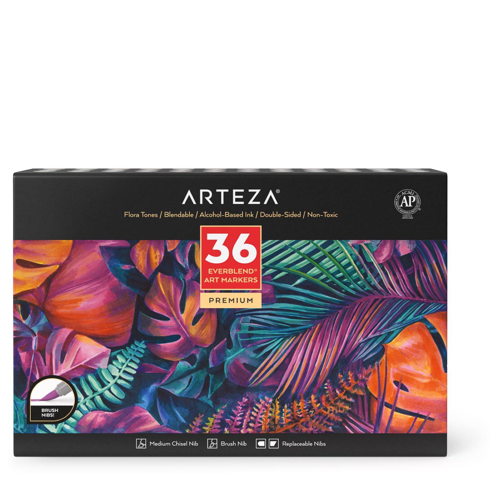 Arteza&#xAE; 36 Color Flora Tones EverBlend&#x2122; Ultra Dual Tip Art Marker Set