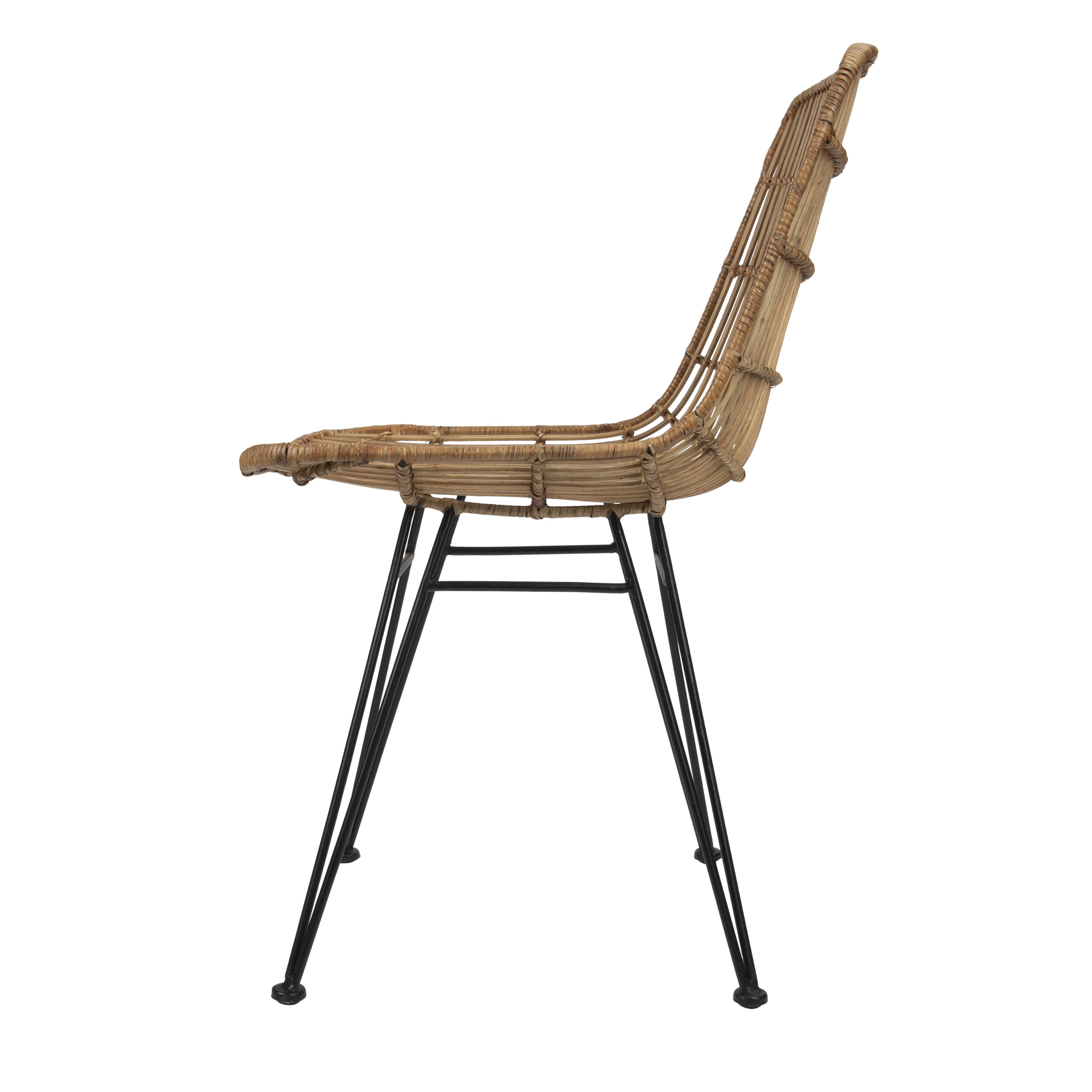 Hello Honey® Natural & Black Boho Rattan & Metal Dining Chair