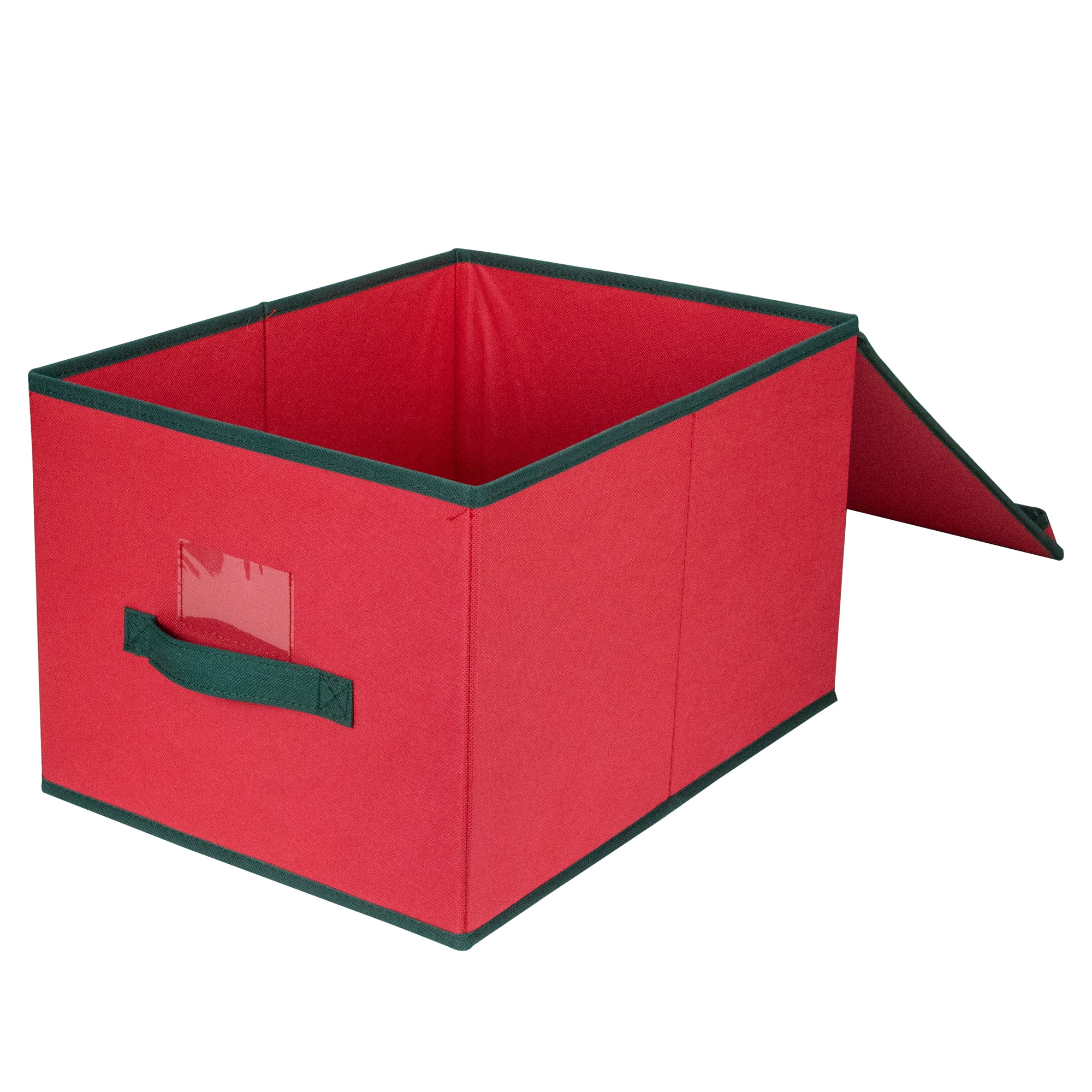 16" Red And Green Collapsible Christmas Decoration Storage Box