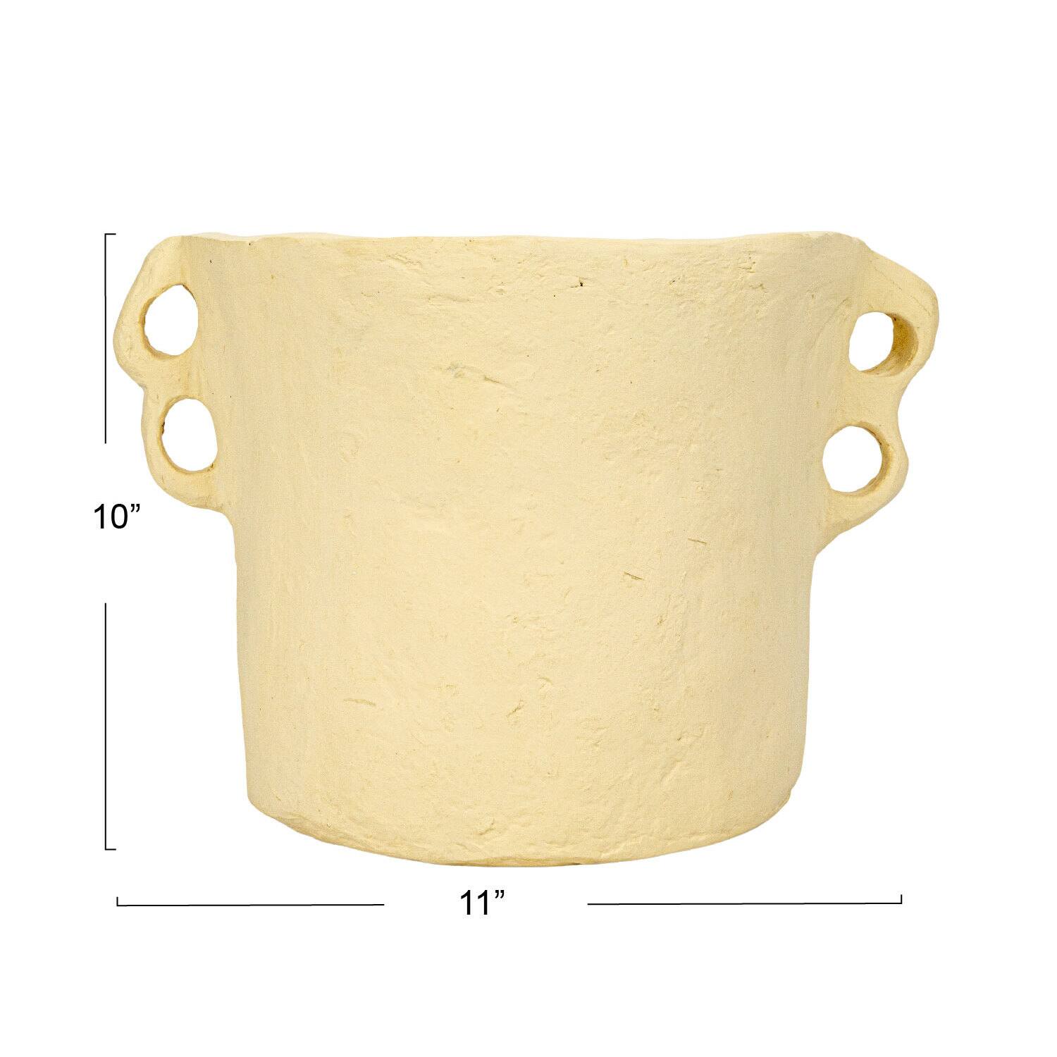 Hello Honey&#xAE; 11&#x22; Natural Decorative Handmade Paper Mache Planter with Handles