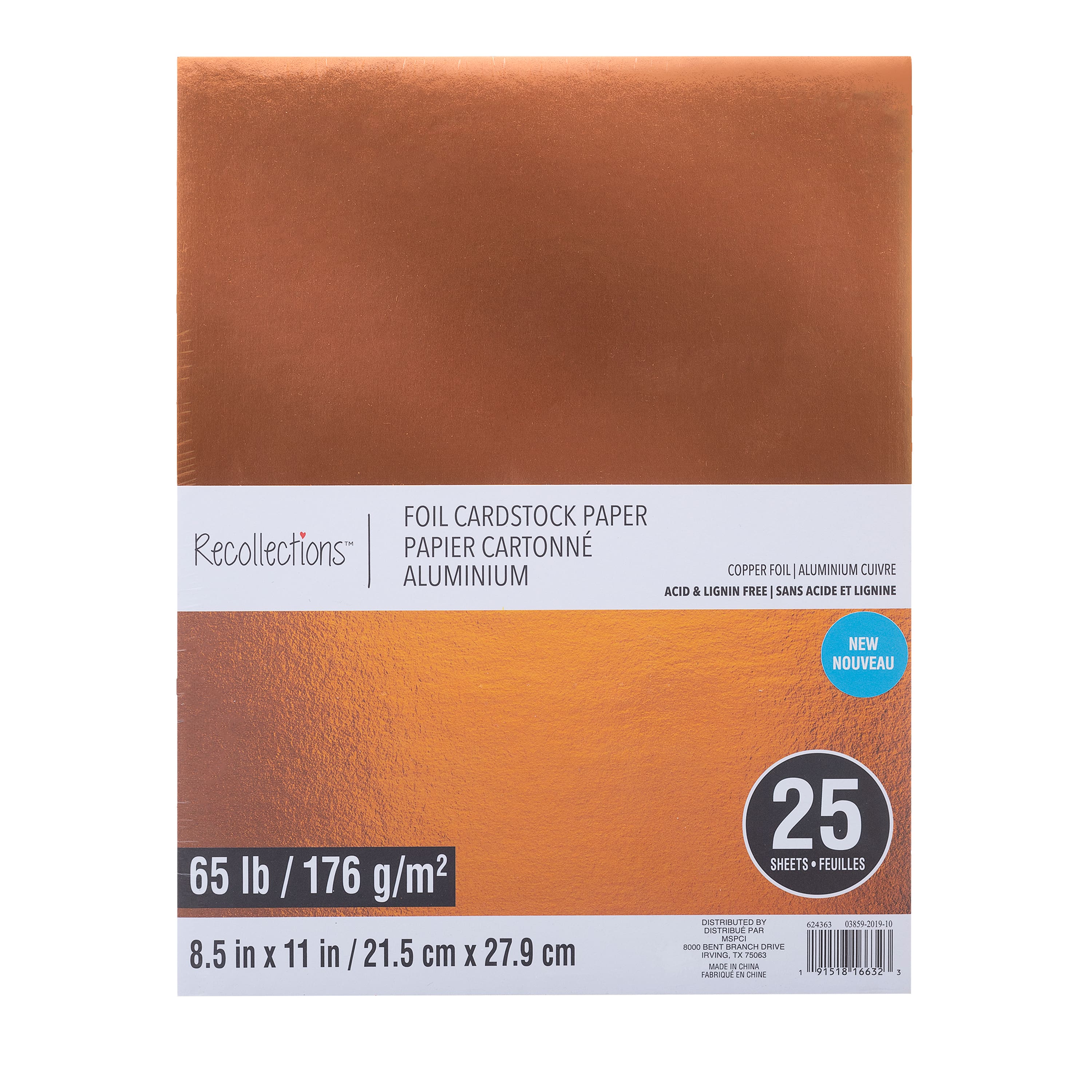 Copper Foil 8.5 x 11 Cardstock Paper by Recollections™, 25 Sheets
