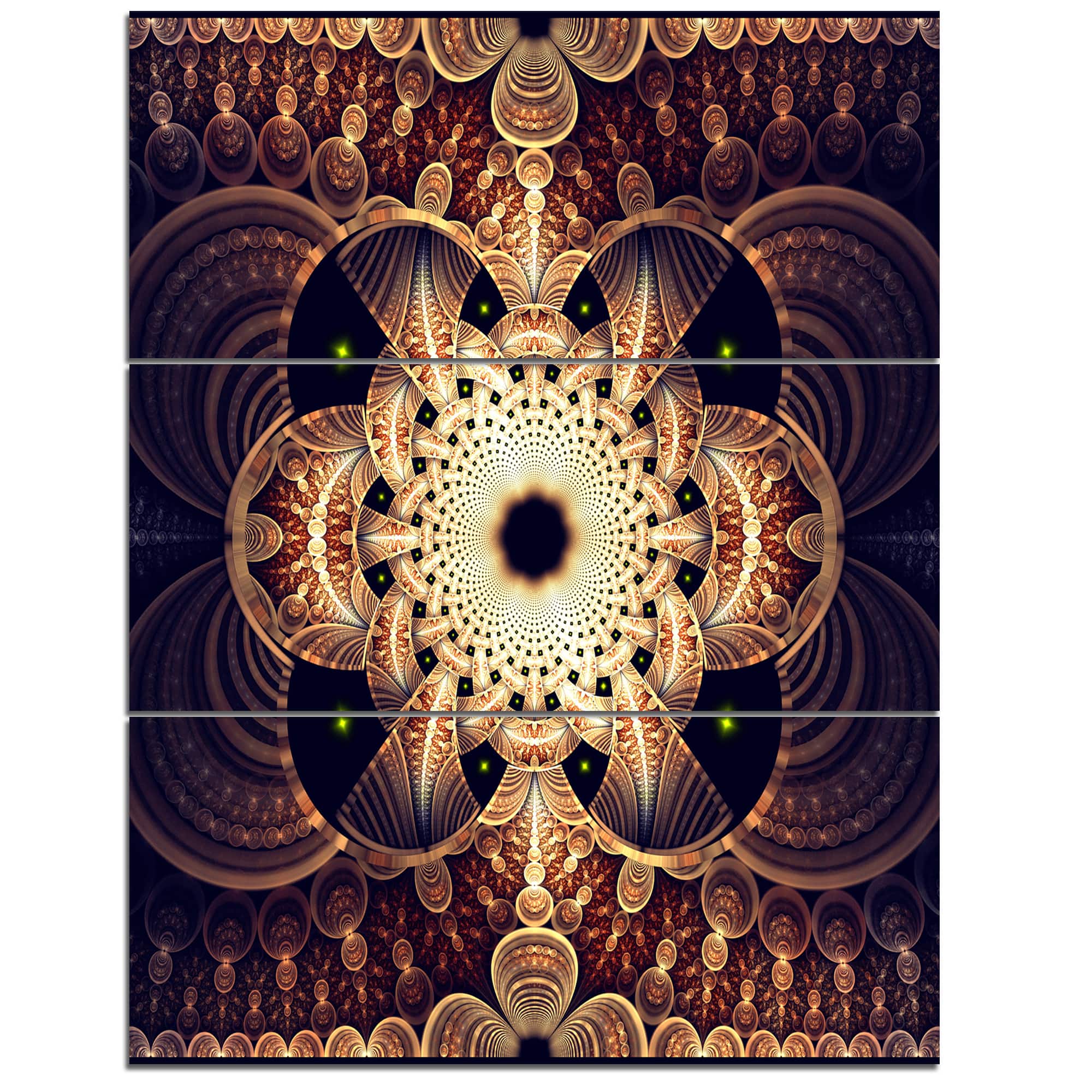 Designart - Brown Red Fractal Flower Pattern Digital - Floral Canvas Art Print