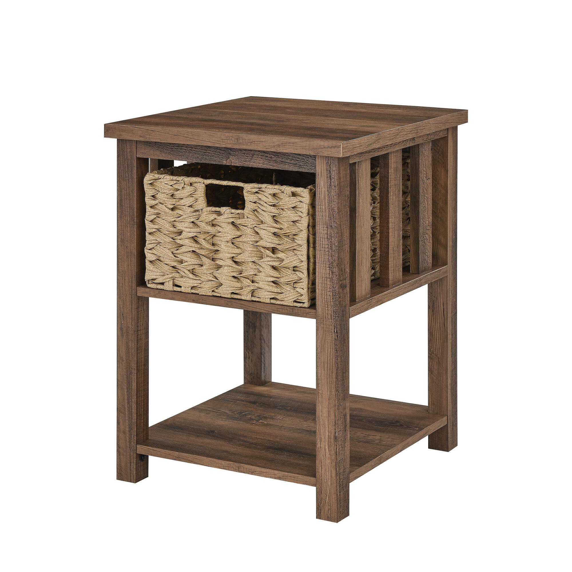 Walker Edison 18" Reclaimed Barnwood Mission Storage Side Table
