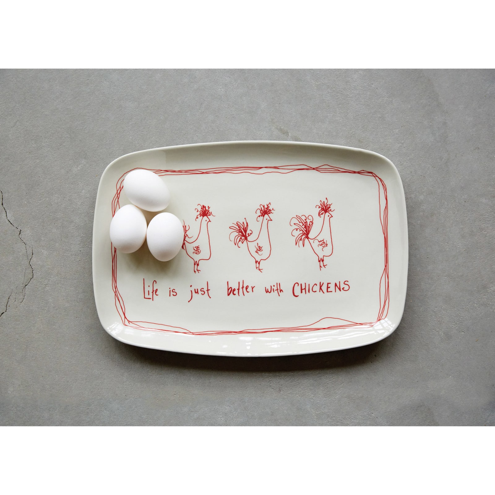 Hello Honey&#xAE; 15&#x22; Better with Chickens Stoneware Platter