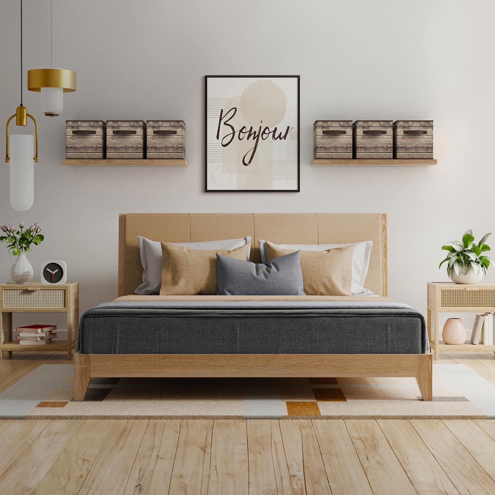 Sorbus 11&#x22; Brown Wood Pattern Foldable Storage Cubes, 4ct.