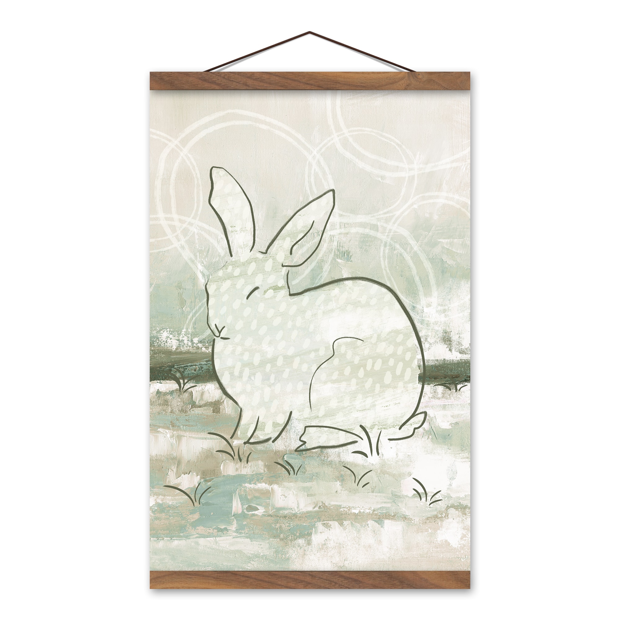 Abstract Rabbit 12&#x22; x 18&#x22; Teak Hanging Canvas