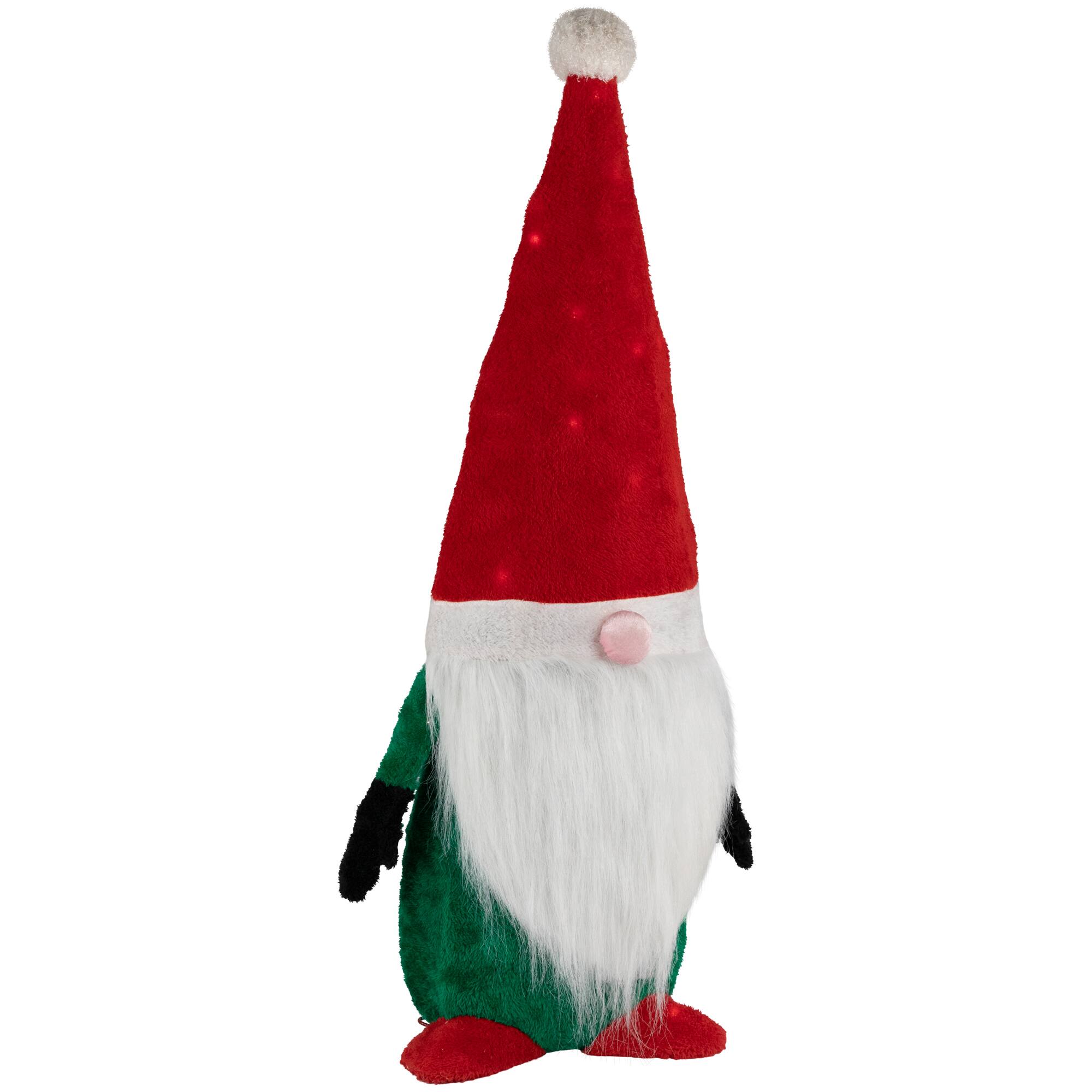 35&#x22; Lighted Red &#x26; Green Christmas Gnome Yard Decoration
