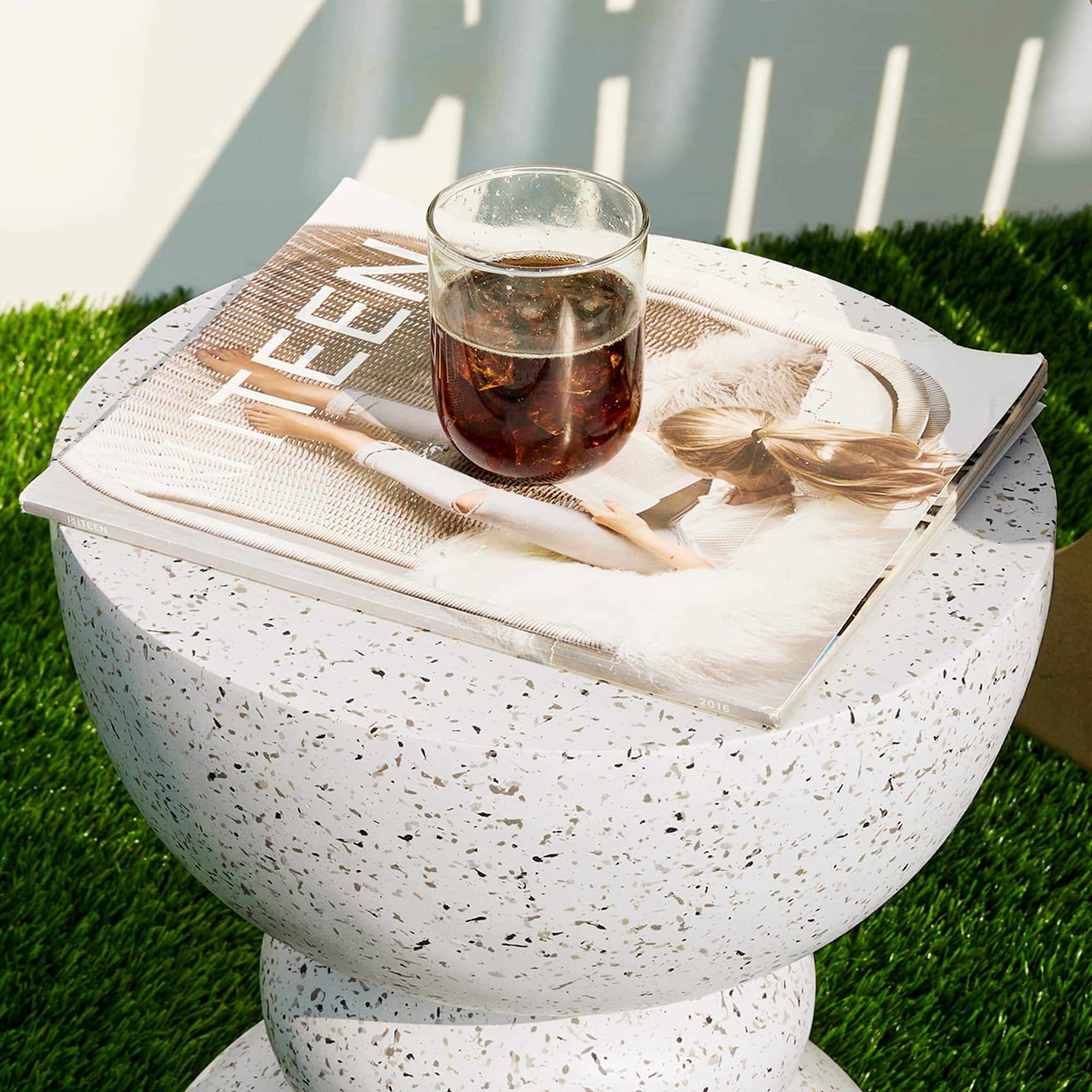 Glitzhome® 17.25" Terrazzo Garden Accent Stool