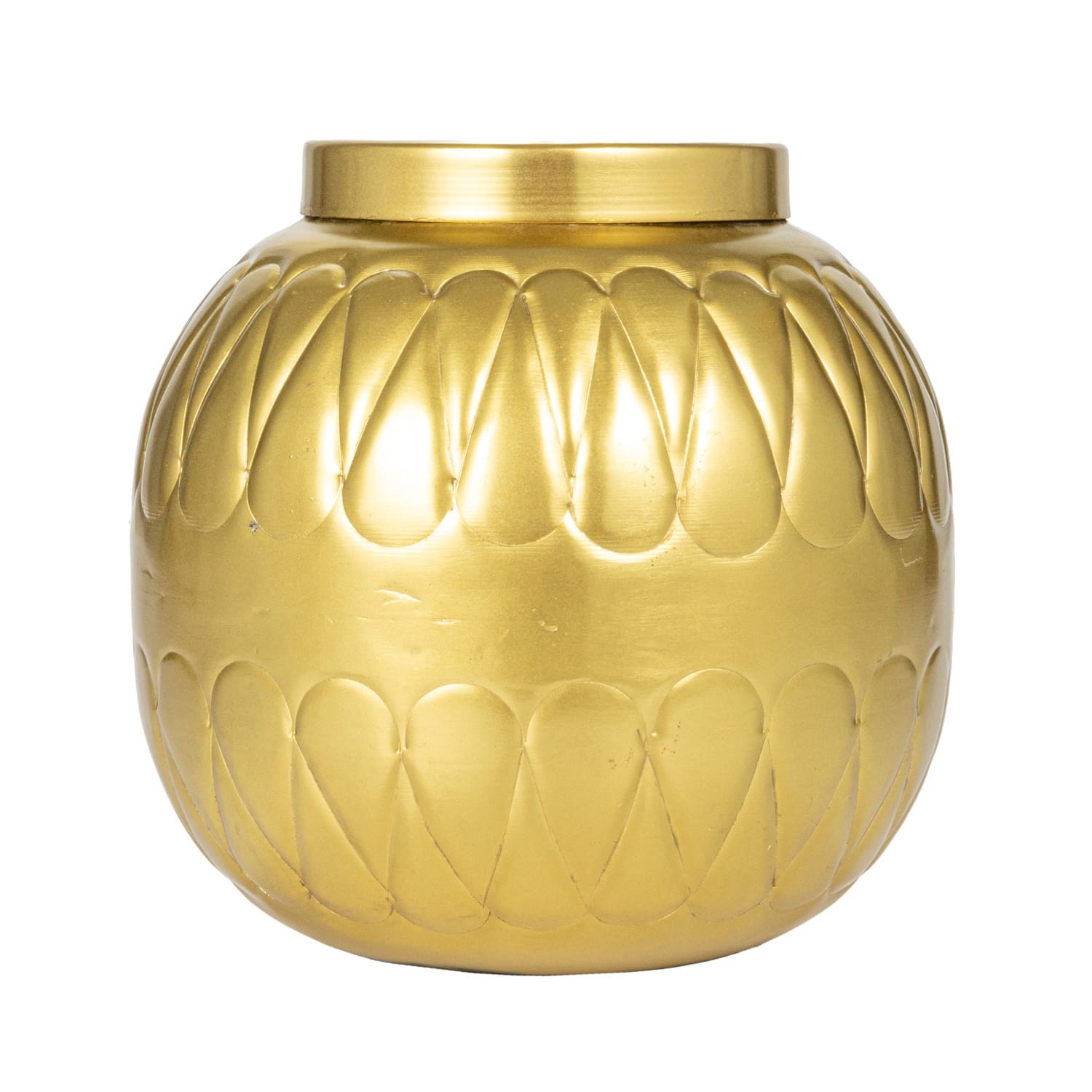 Hello Honey® 7.75" Golden Embossed Decorative Metal Container