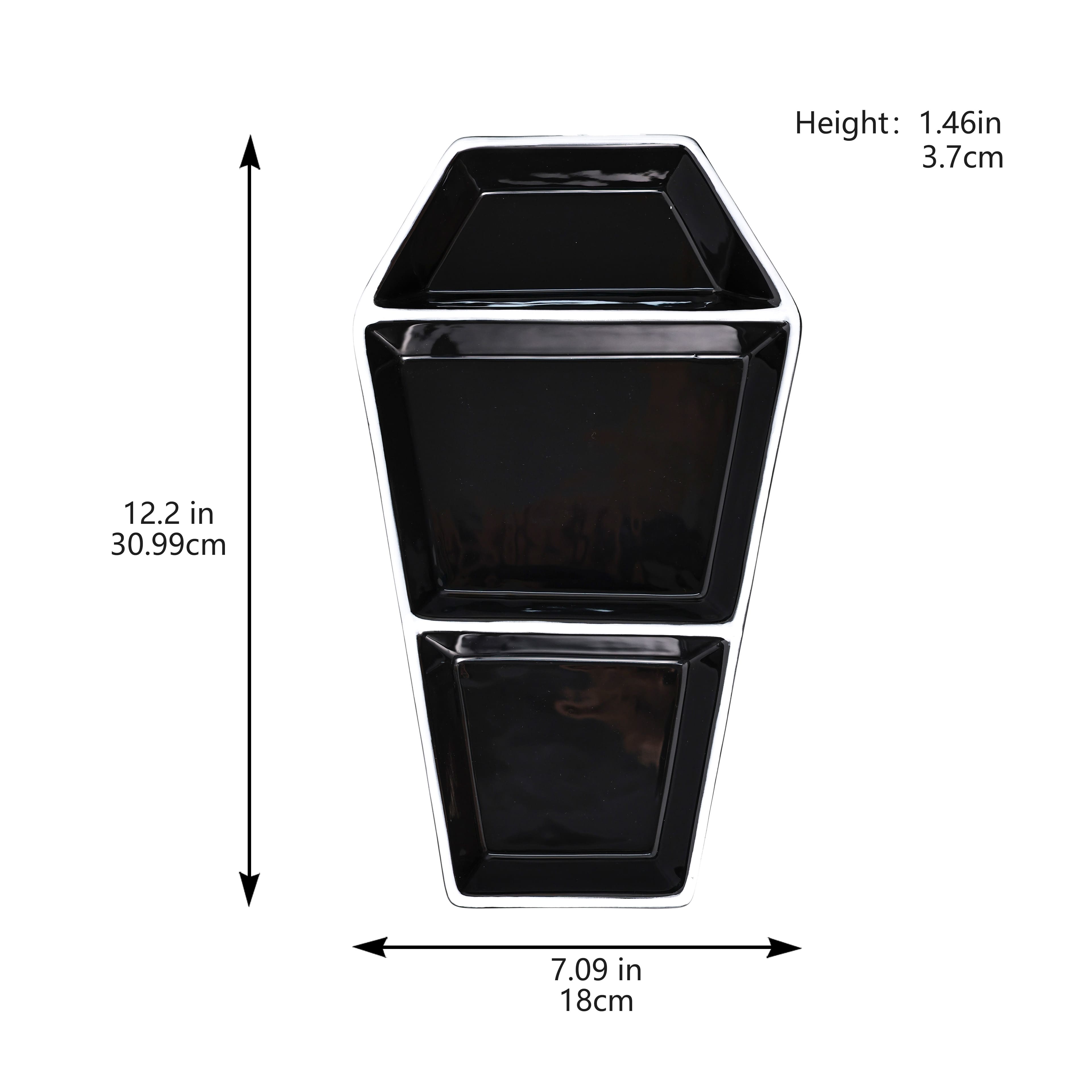 12&#x22; Black Coffin 3-Section Ceramic Platter by Ashland&#xAE;
