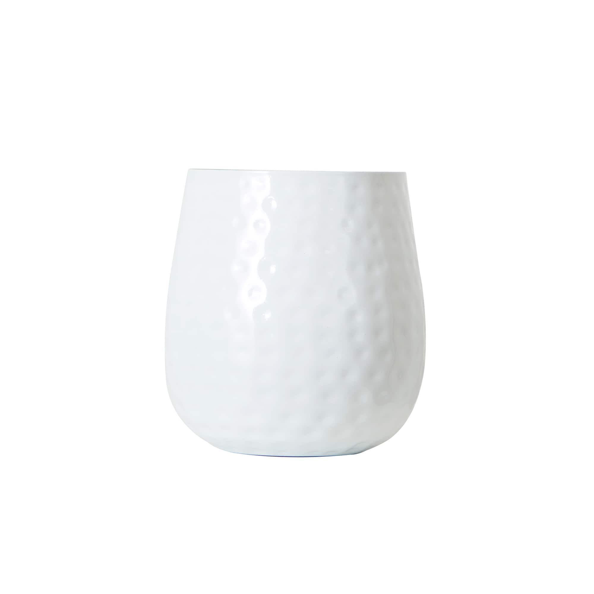 6.5&#x22; White Oval Shaped Iron Planter