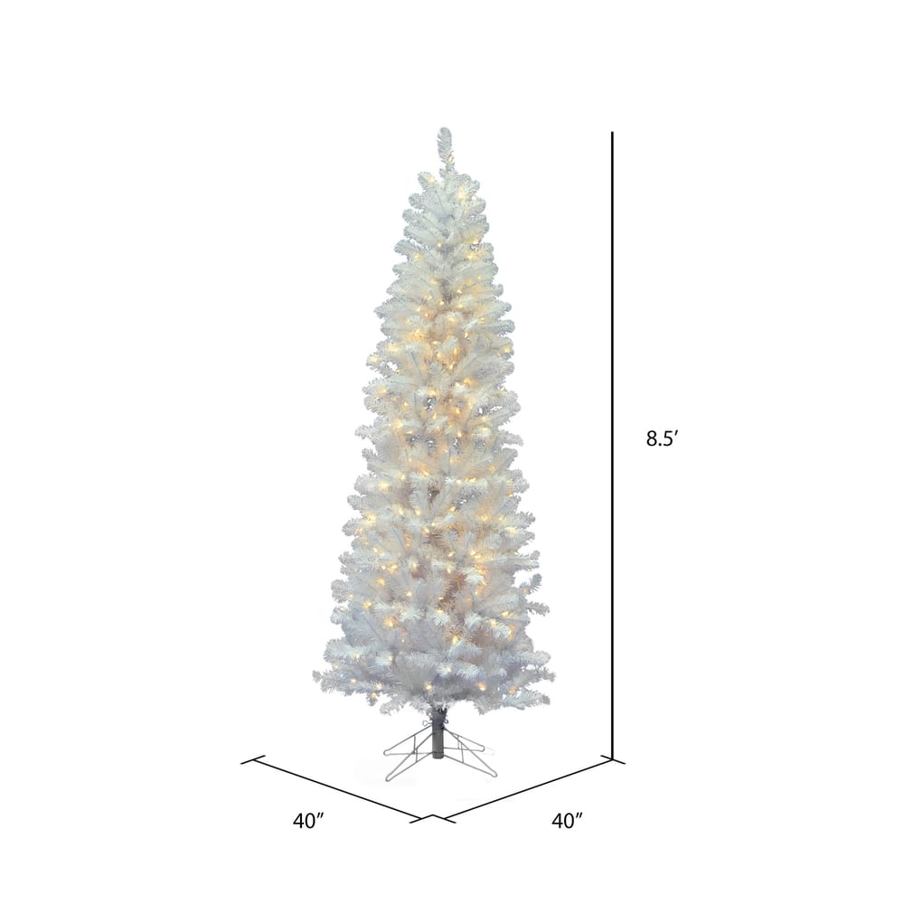 8.5ft. Pre-Lit White Salem Pine Artificial Christmas Tree, Warm White Dura-Lit LED Lights