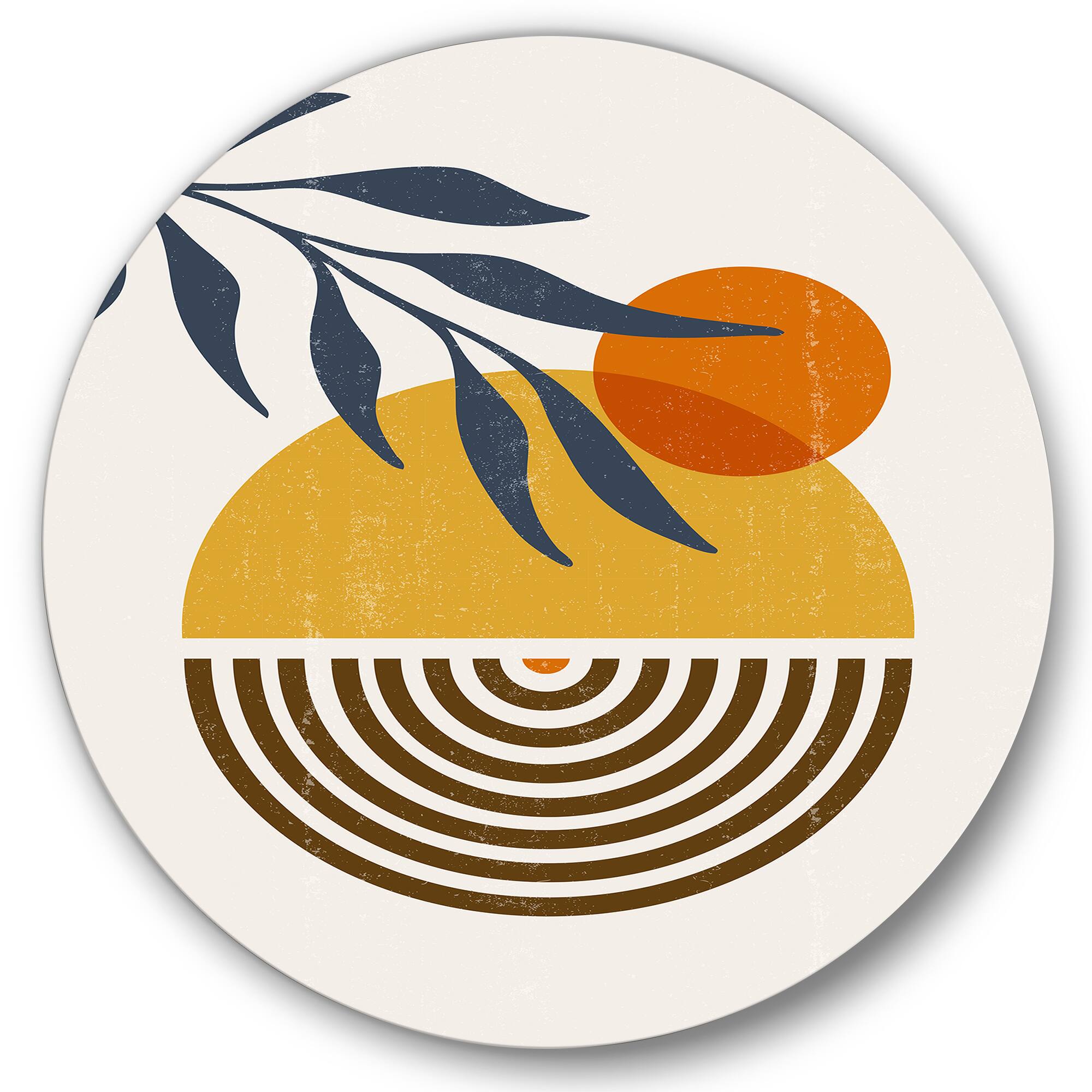 Designart - Botanical Minimalist Leaf With Abstract Shapes IV