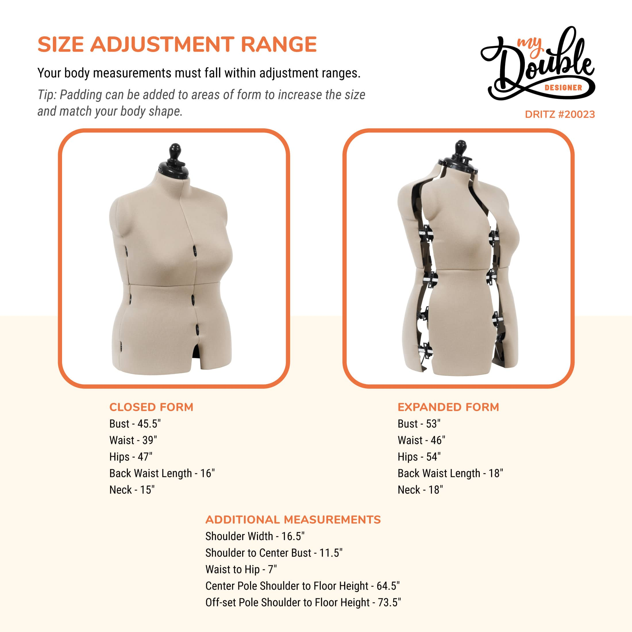 Dritz&#xAE; My Double Designer Full Figure Dress Form with Adjustable Tri-Pod Stand