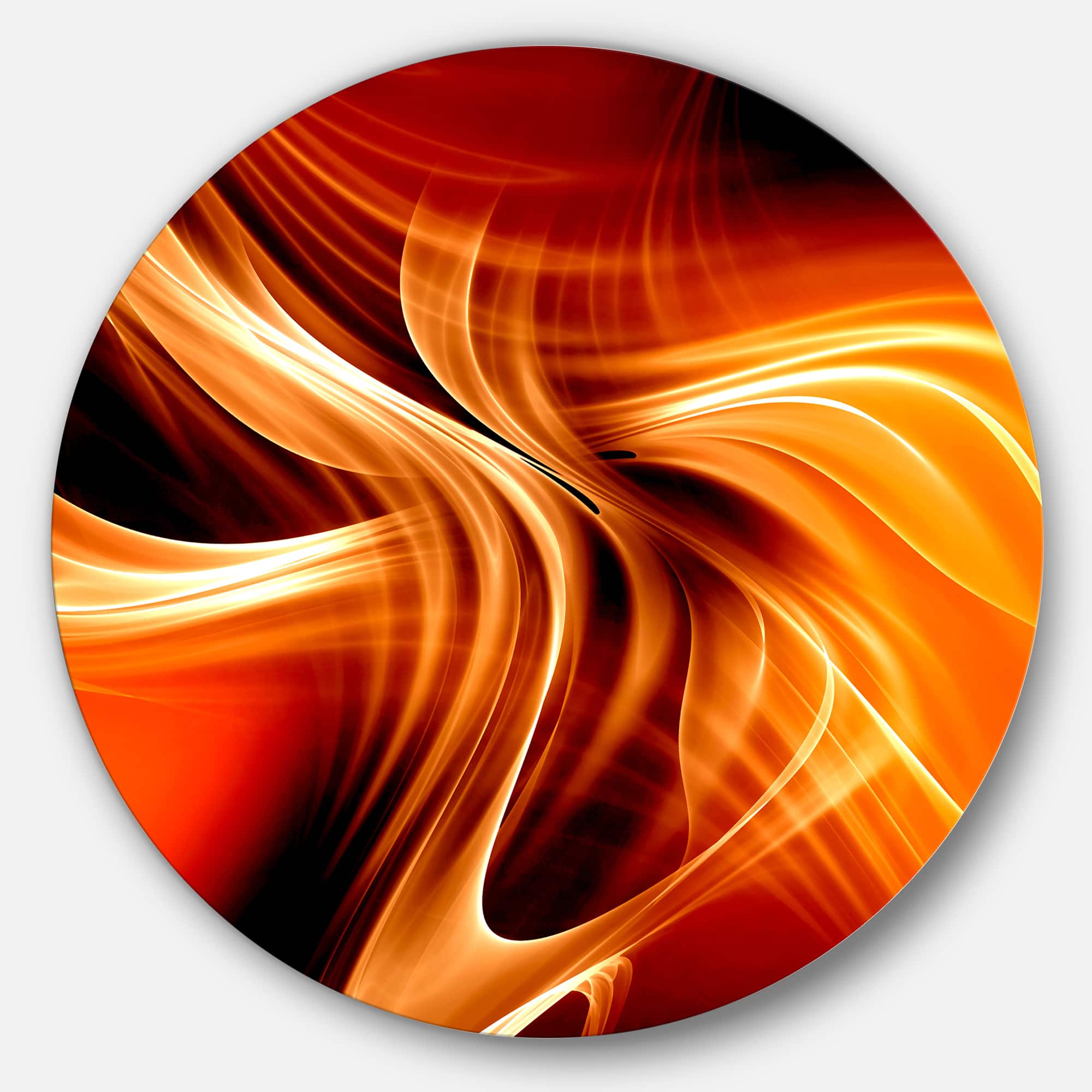 Designart - Orange Abstract Warm Fractal Design' Abstract Metal Circle Wall Art