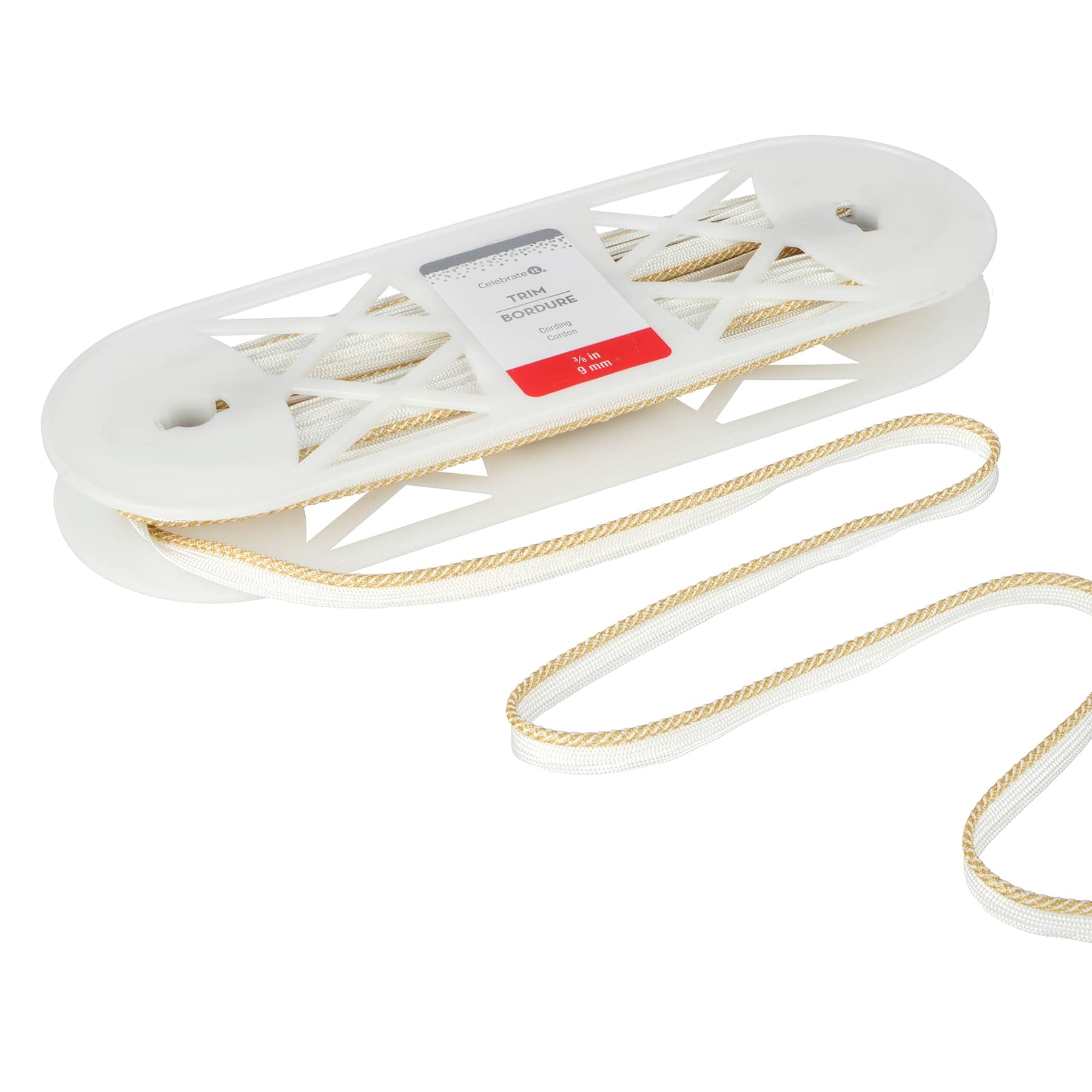 3/8&#x22; White &#x26; Gold Trim Cording by Celebrate It&#xAE;