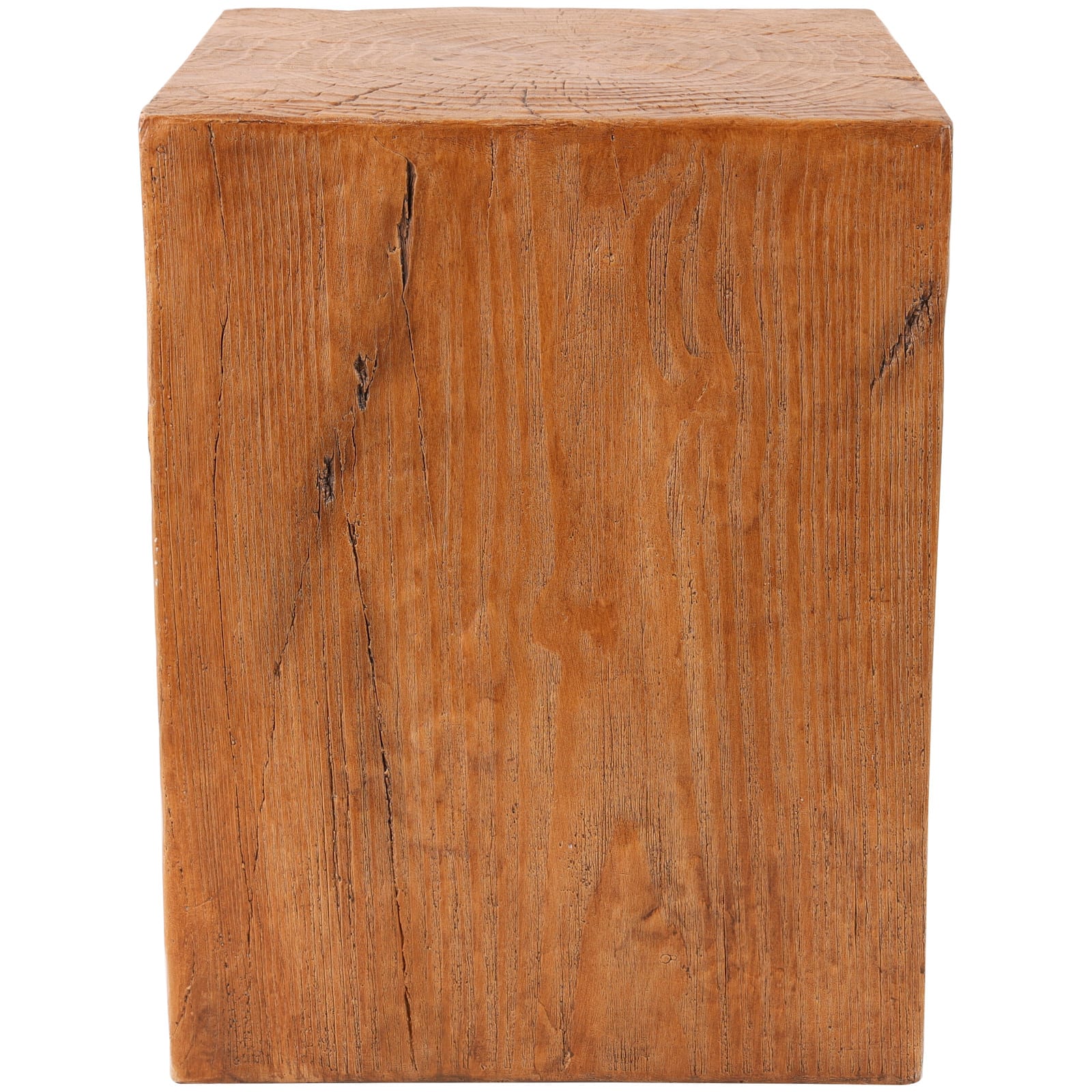 18" Natural Textured Wood Grain Outdoor Accent Table