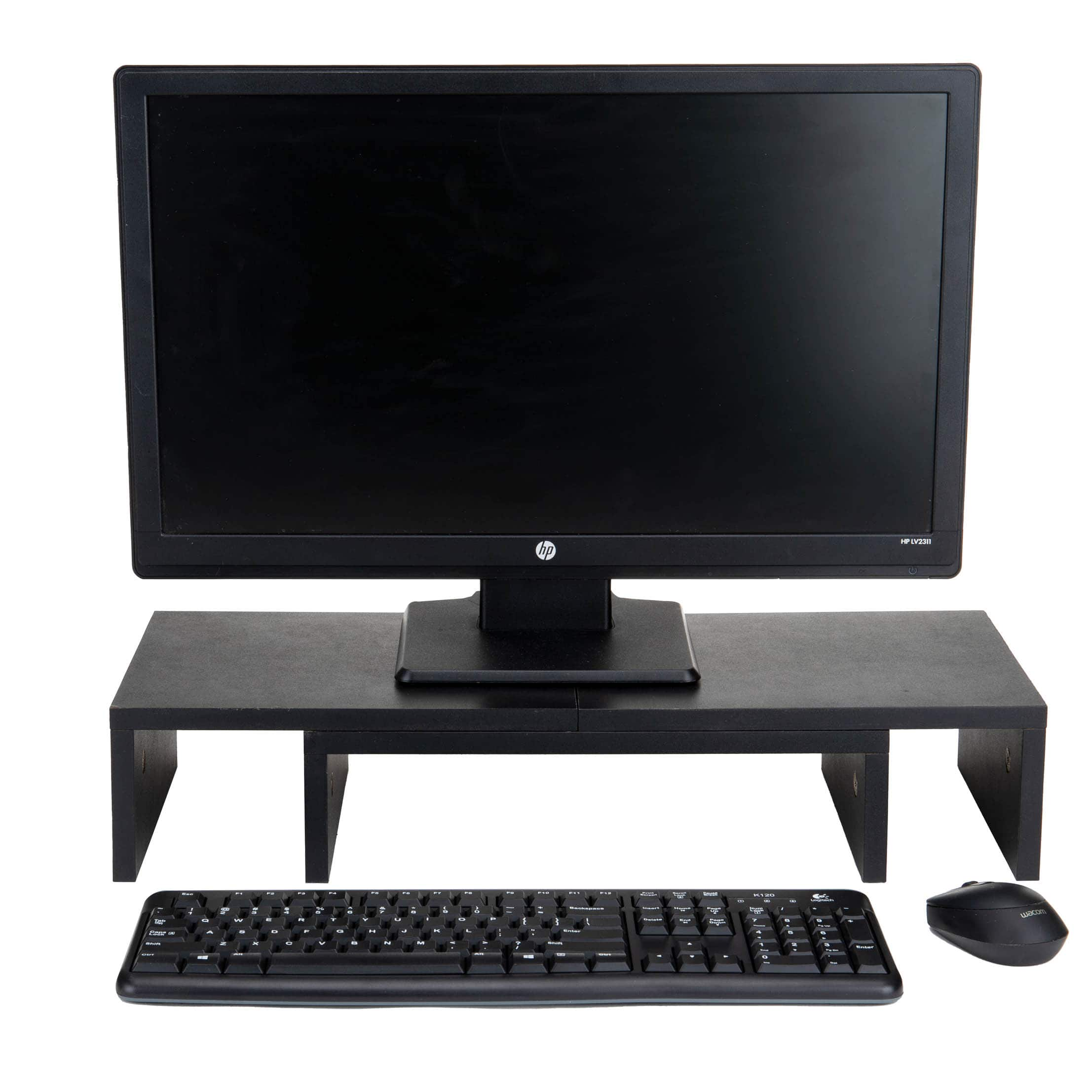 Mind Reader Black Adjustable 2 Tier Dual Monitor Riser