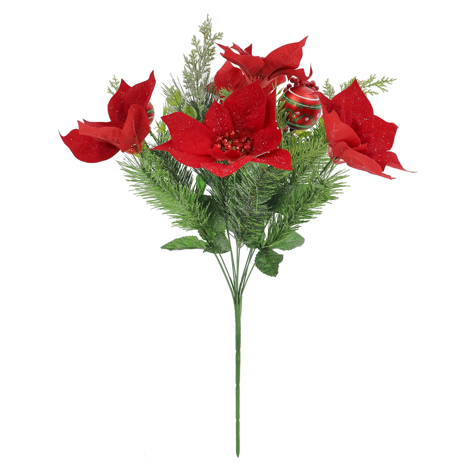 Red Poinsettia, Berry & Ornament Deluxe Bush by Ashland®