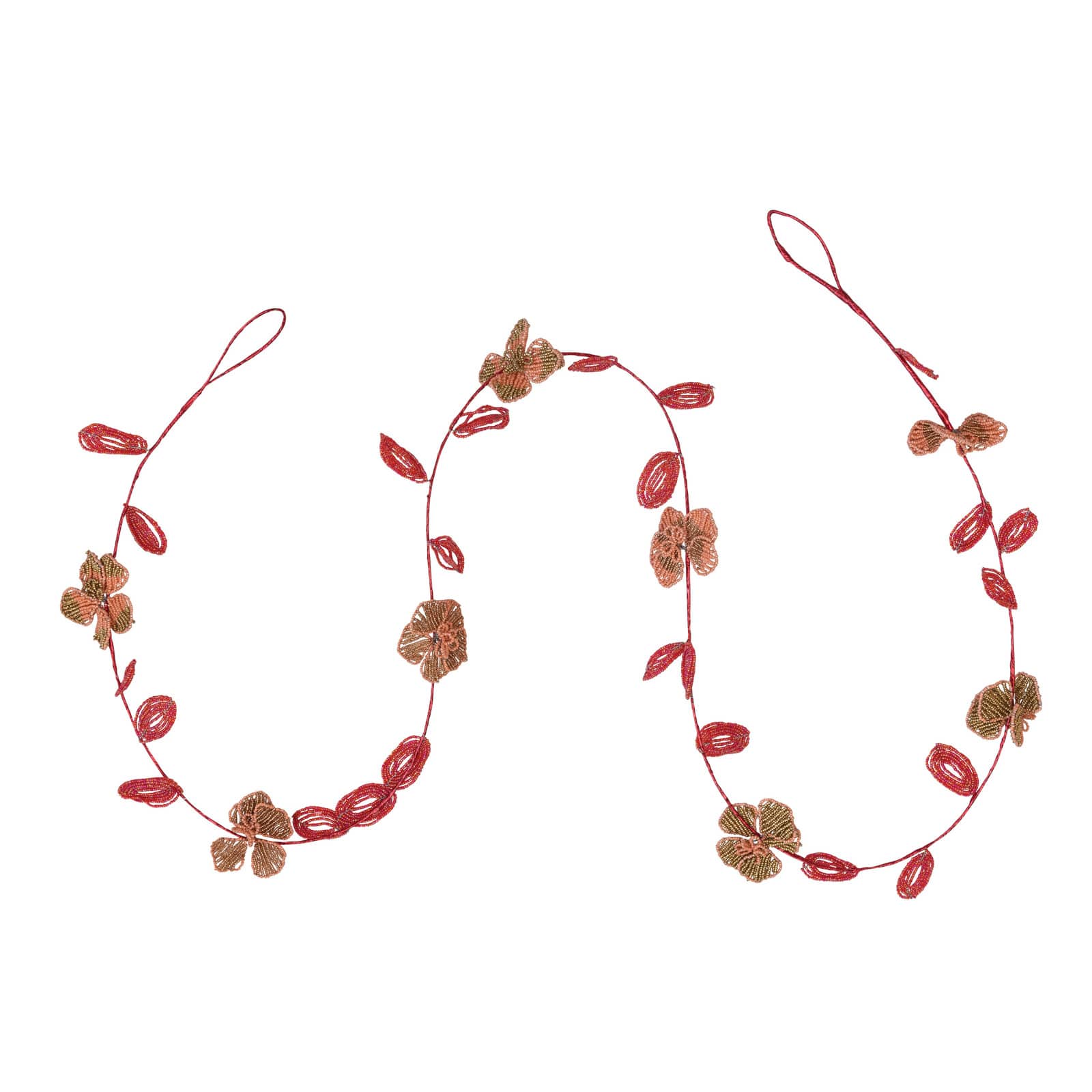 Hello Honey® 6ft. Pink Glass Bead Wired Leaves & Flowers Garland