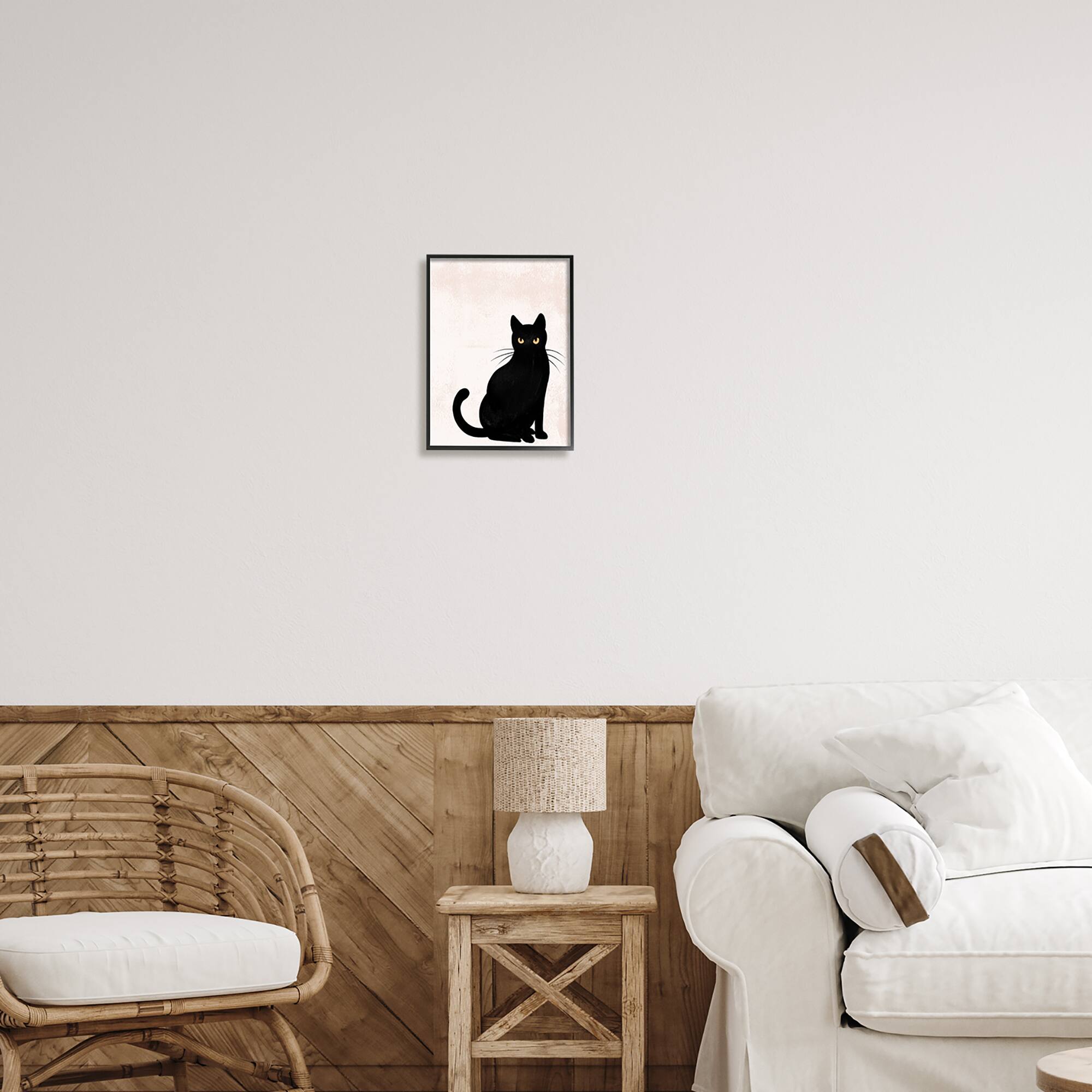 Stupell Industries Halloween Black Cat Silhouette Framed Giclee Art