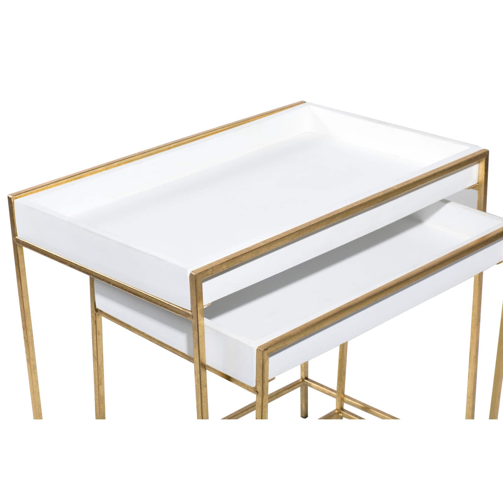 Set of 2 Gold Metal Contemporary Console Table, 22", 20"